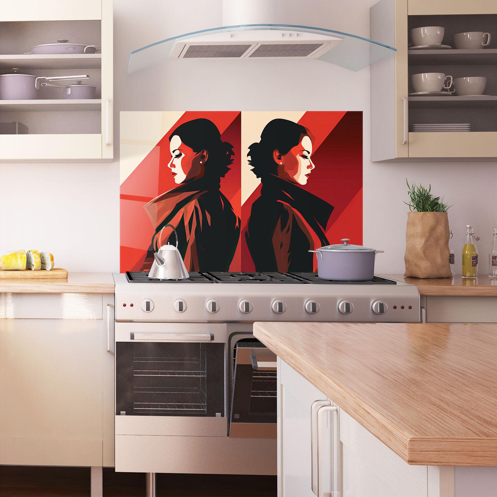 Konyhai üveg hátfal Pop Outfit Lady mockup 1