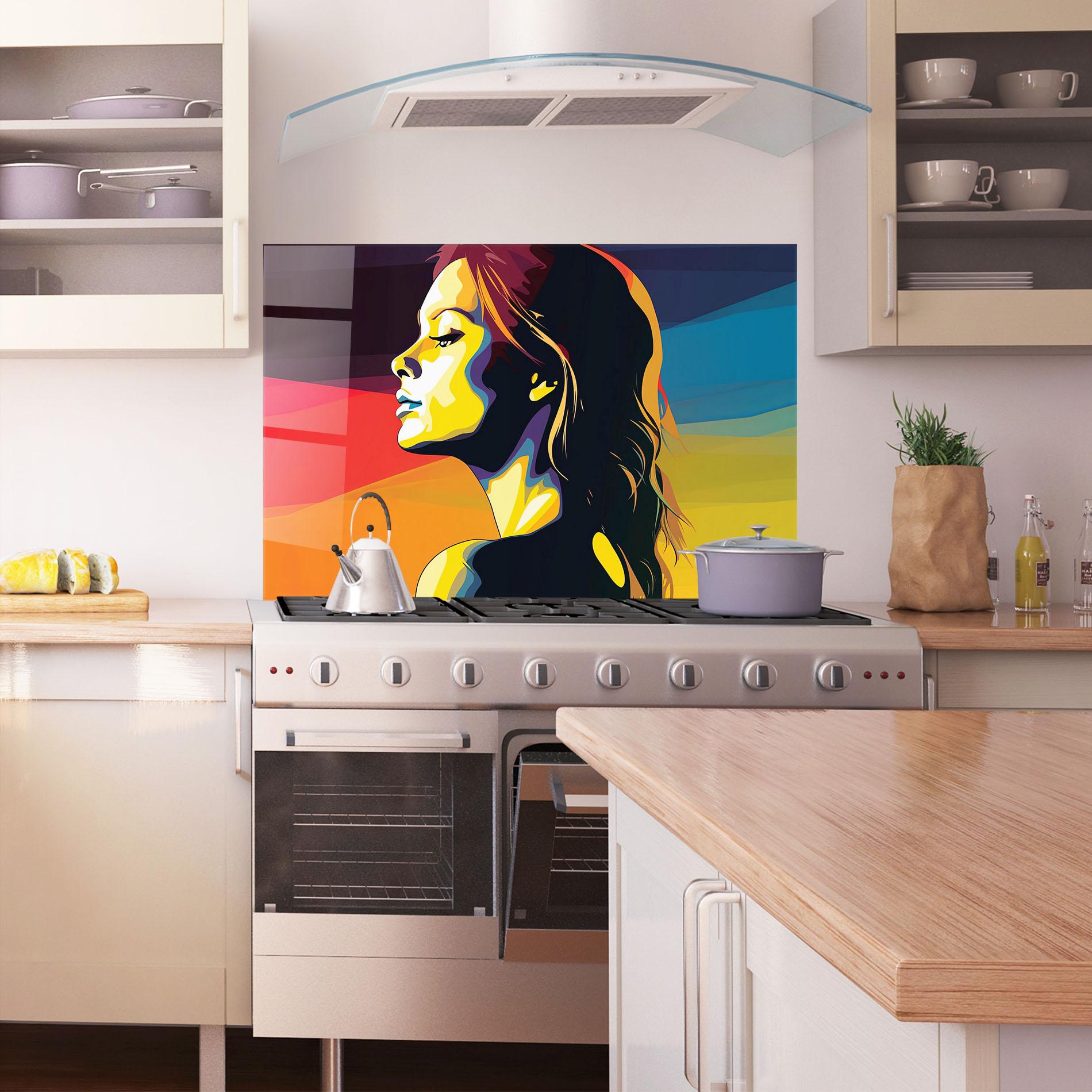 Konyhai üveg hátfal Yellow Light Pop Art mockup 1