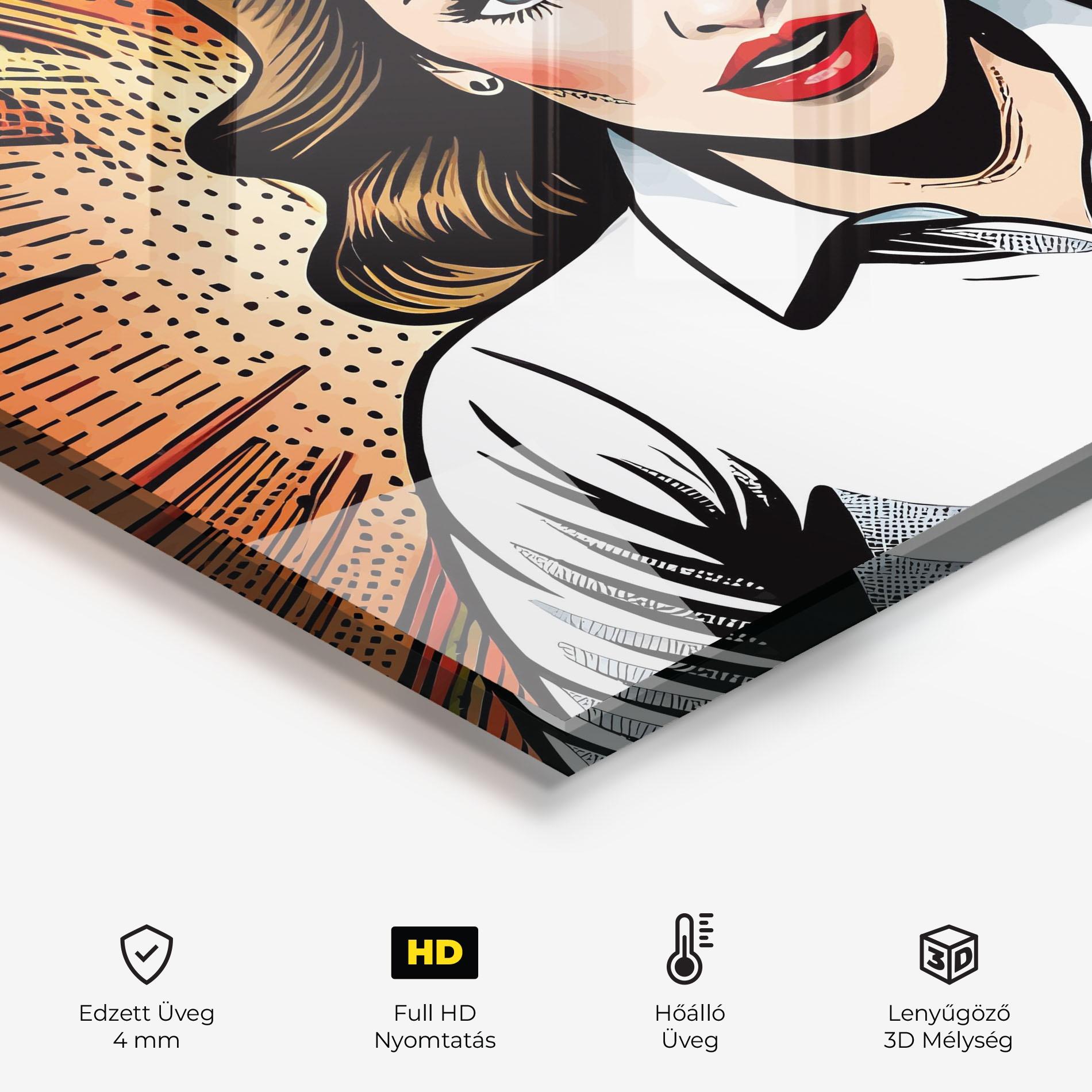 Konyhai üveg hátfal Blue Eye Pop Art mockup 2