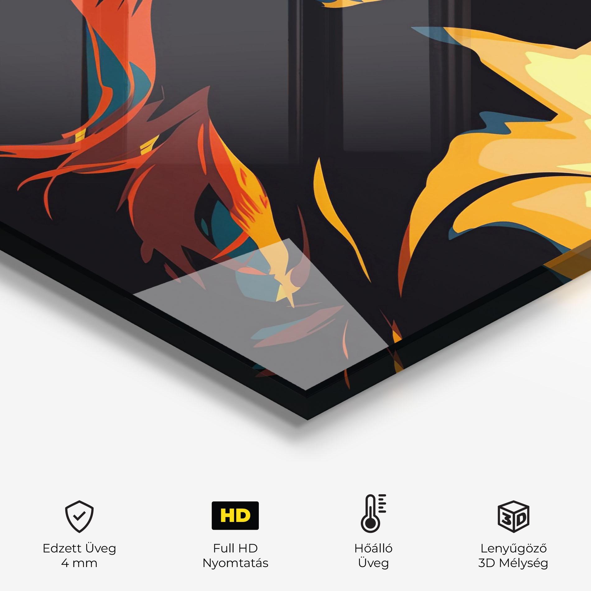 Konyhai üveg hátfal Blue Yellow Pop Art mockup 2