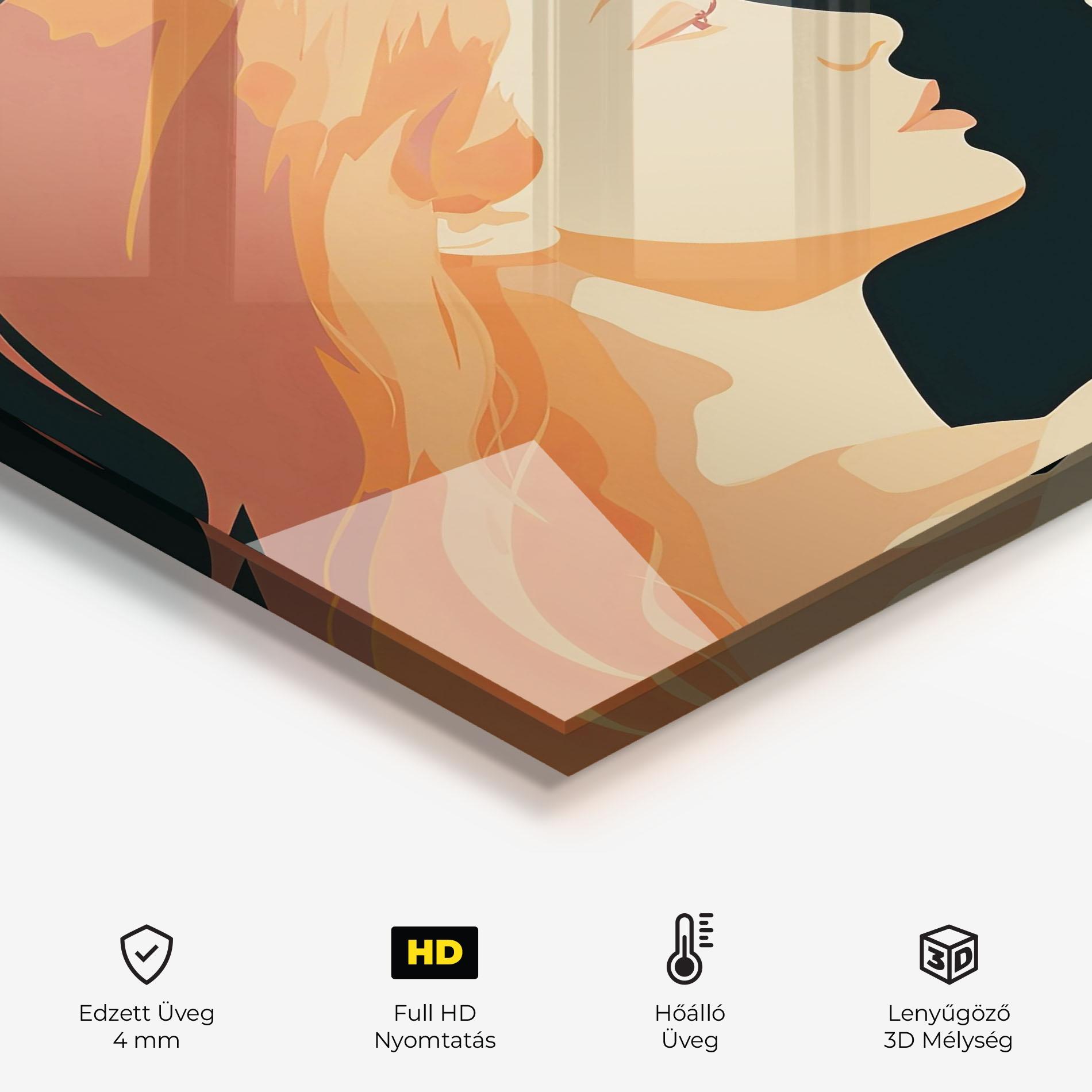 Konyhai üveg hátfal Orange Pop Girl mockup 2