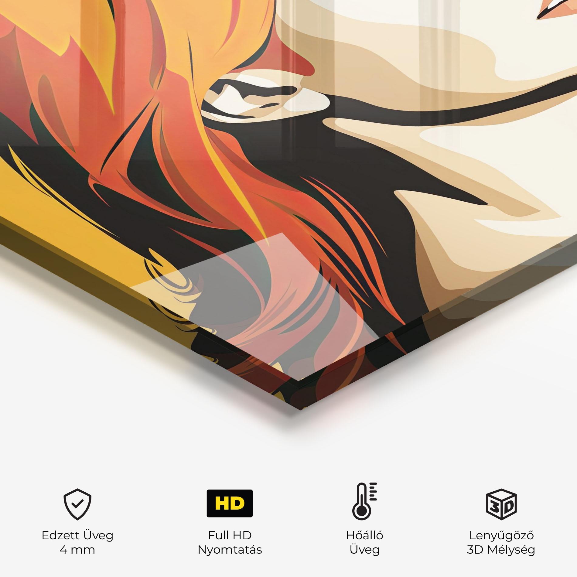 Konyhai üveg hátfal Orange Pop Hair mockup 2