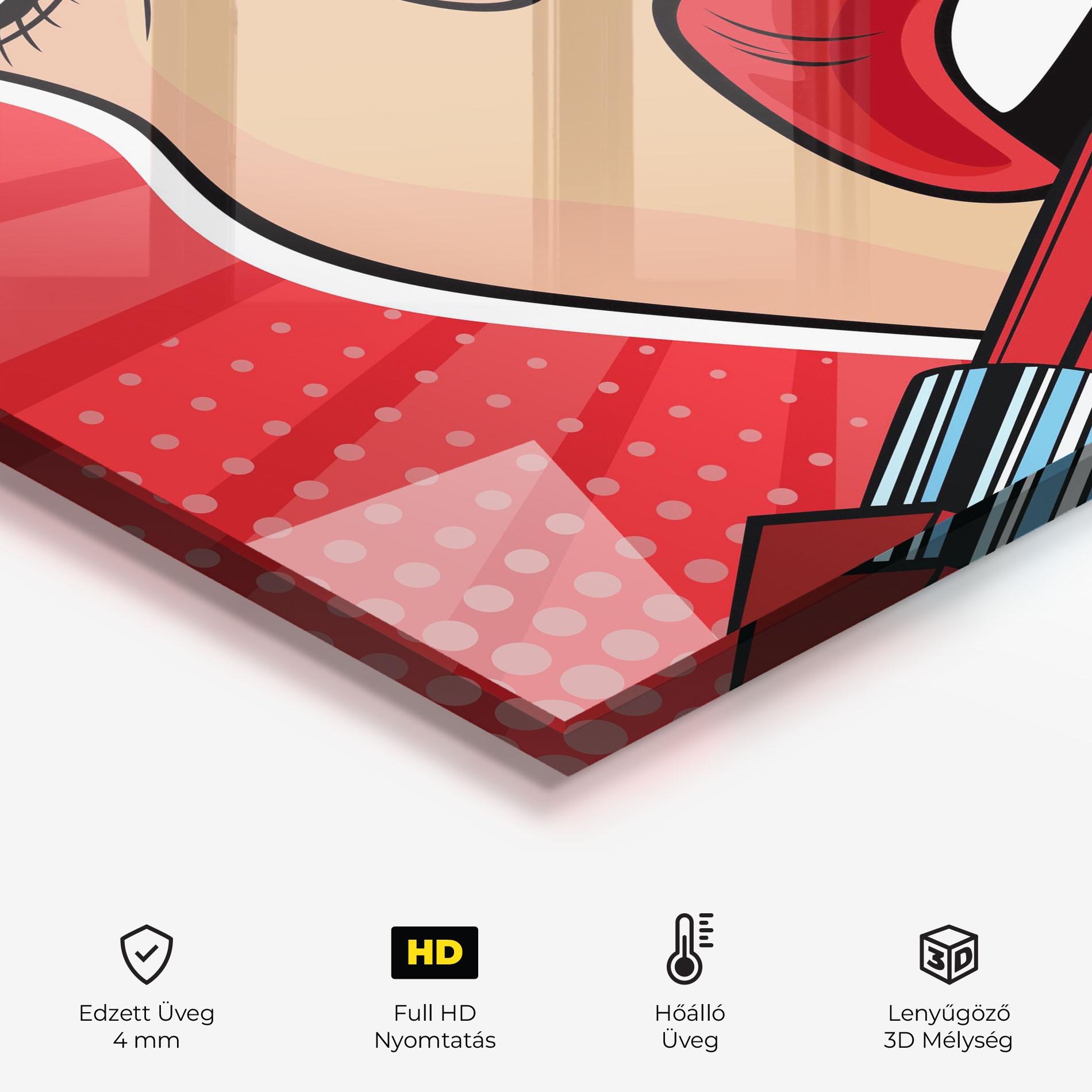 Konyhai üveg hátfal Pop Art Lipstick mockup 2