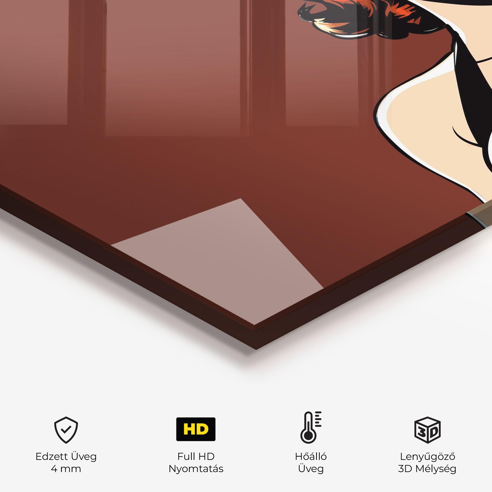 Konyhai üveg hátfal Pop Beautiful Woman mockup 2