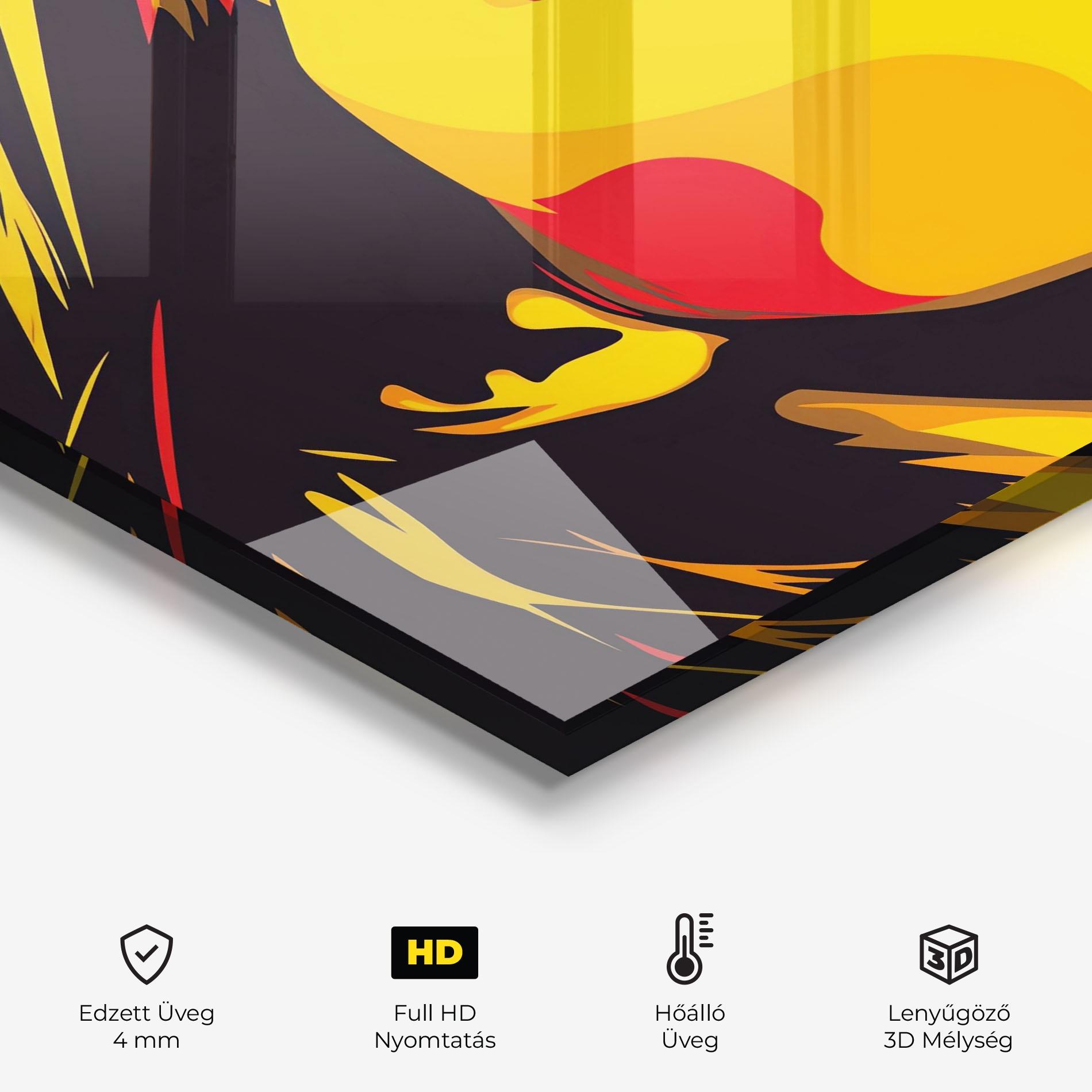 Konyhai üveg hátfal Pop Red Yellow Girl mockup 2