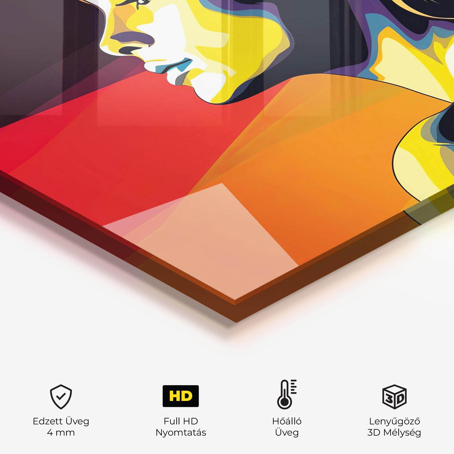 Konyhai üveg hátfal Yellow Light Pop Art mockup 2