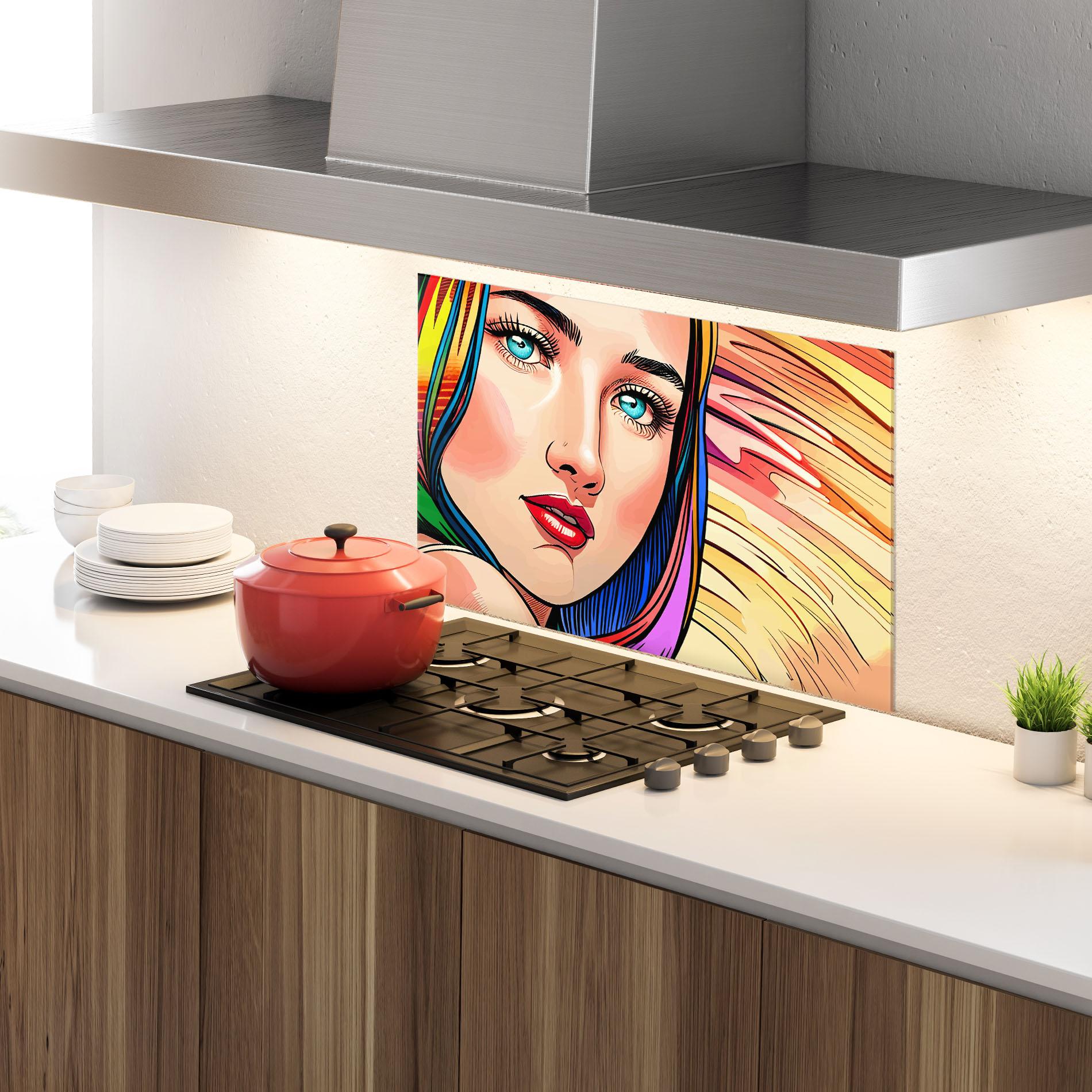 Konyhai üveg hátfal Big Pop Eyes mockup 4