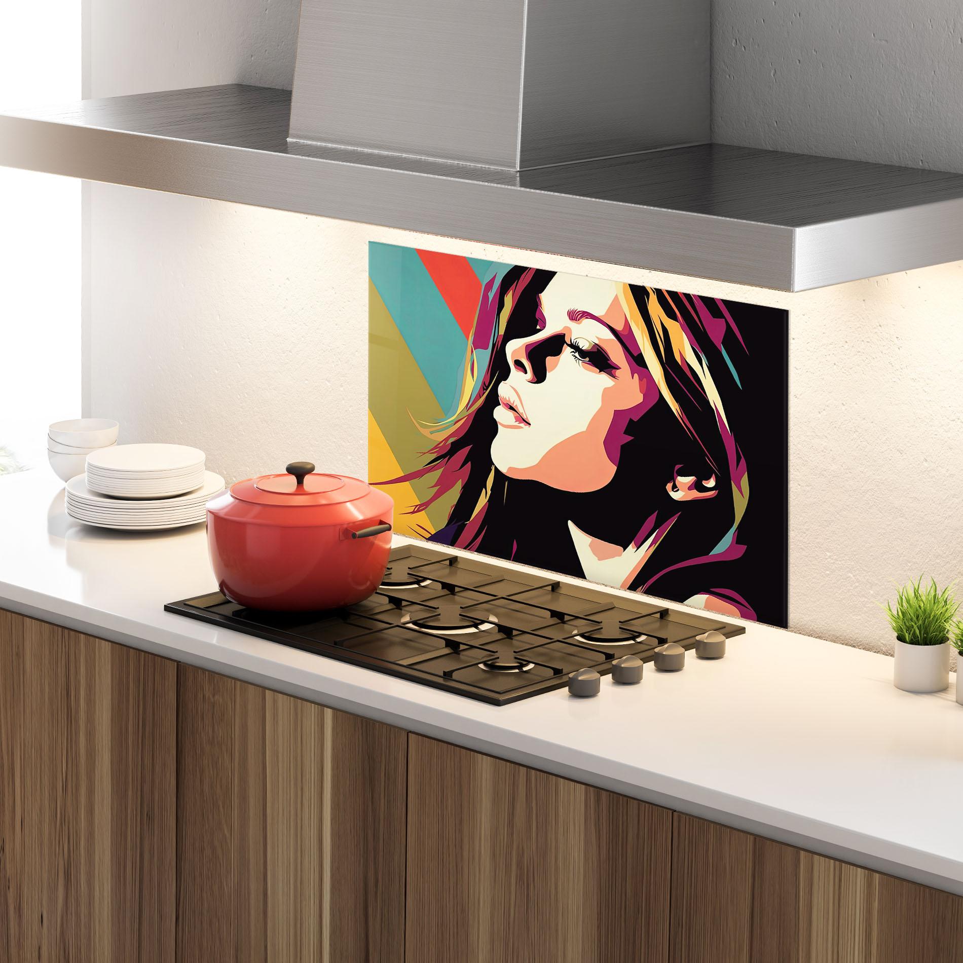 Konyhai üveg hátfal Cream Pop Art mockup 4