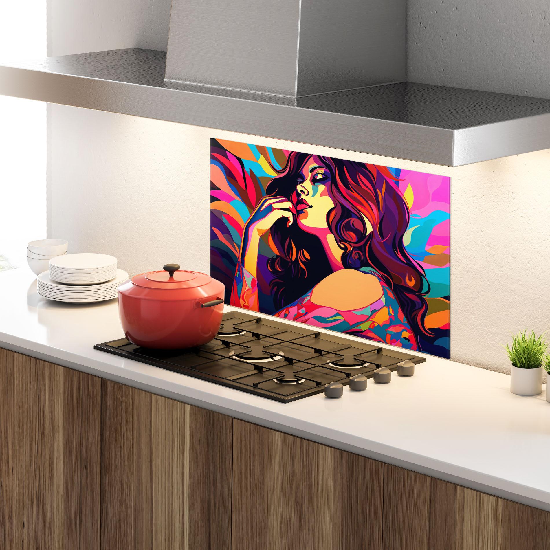 Konyhai üveg hátfal Pop Color Mix mockup 4