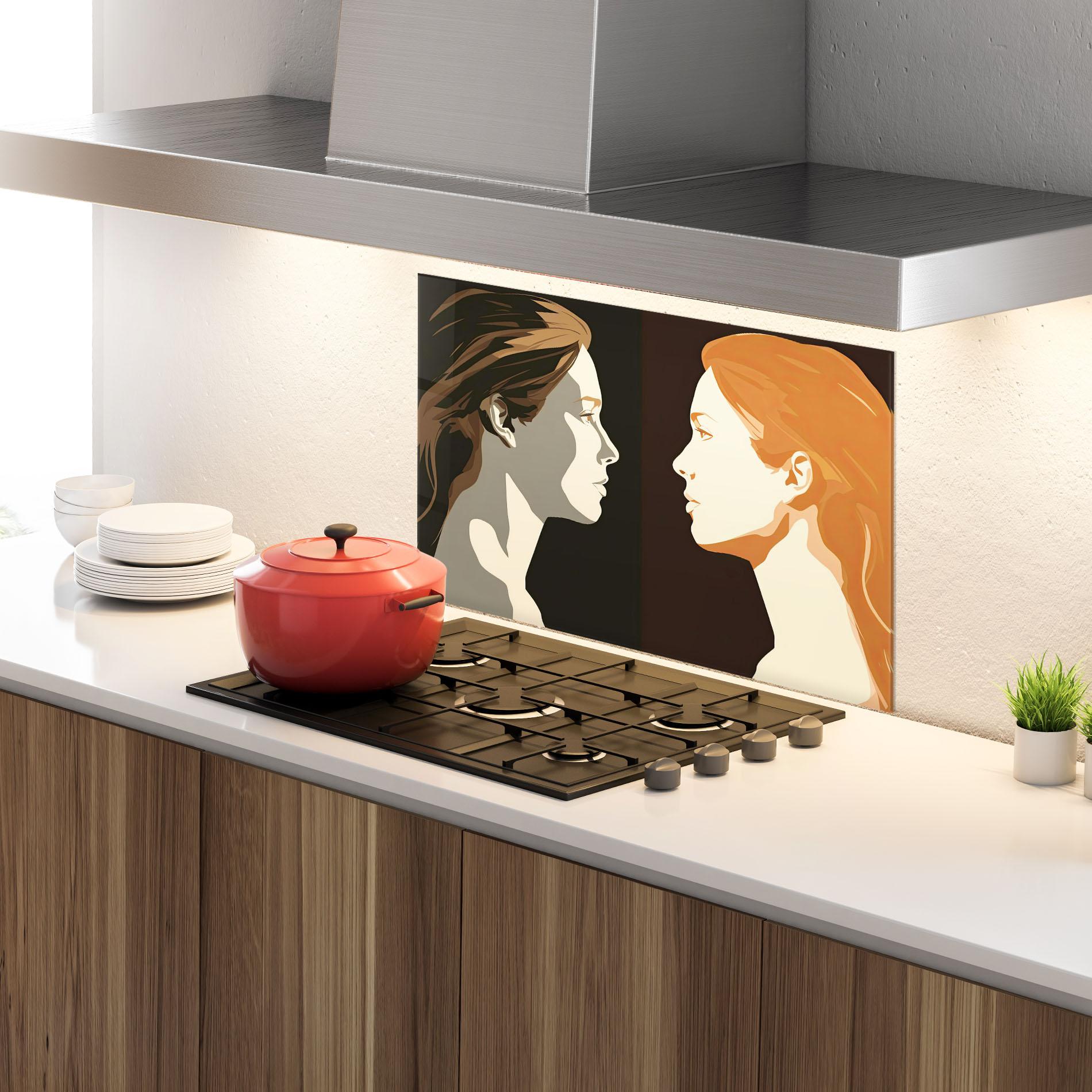 Konyhai üveg hátfal Pop Face To Face mockup 4