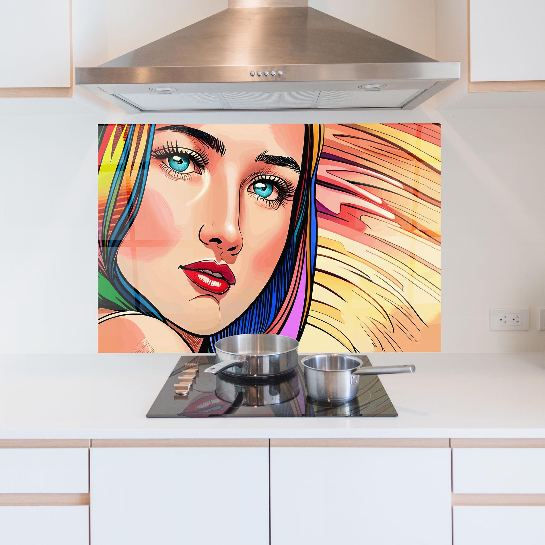 Konyhai üveg hátfal Big Pop Eyes mockup 5