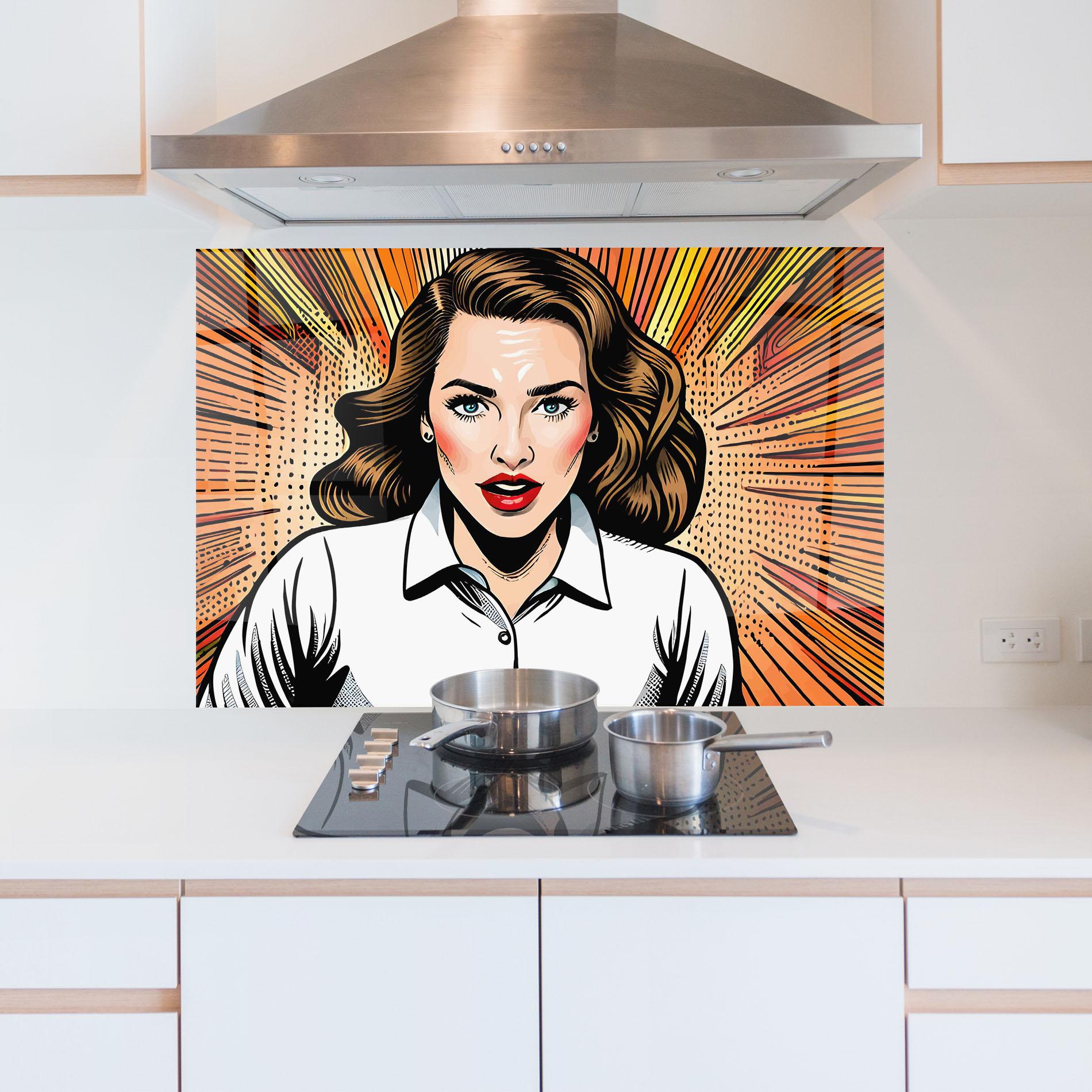 Konyhai üveg hátfal Blue Eye Pop Art mockup 5