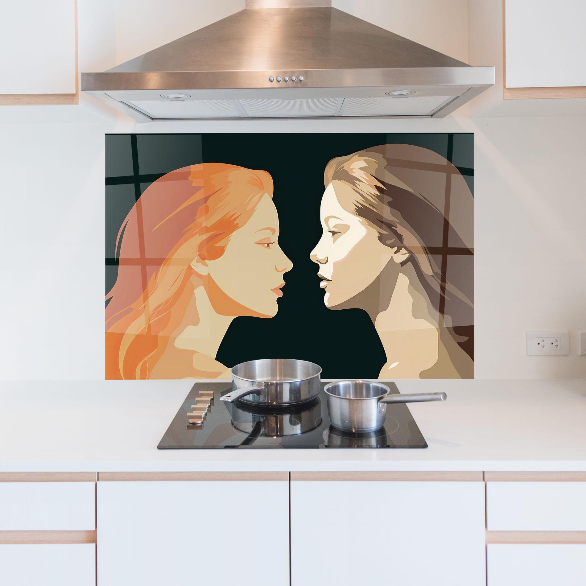 Konyhai üveg hátfal Orange Pop Girl mockup 5