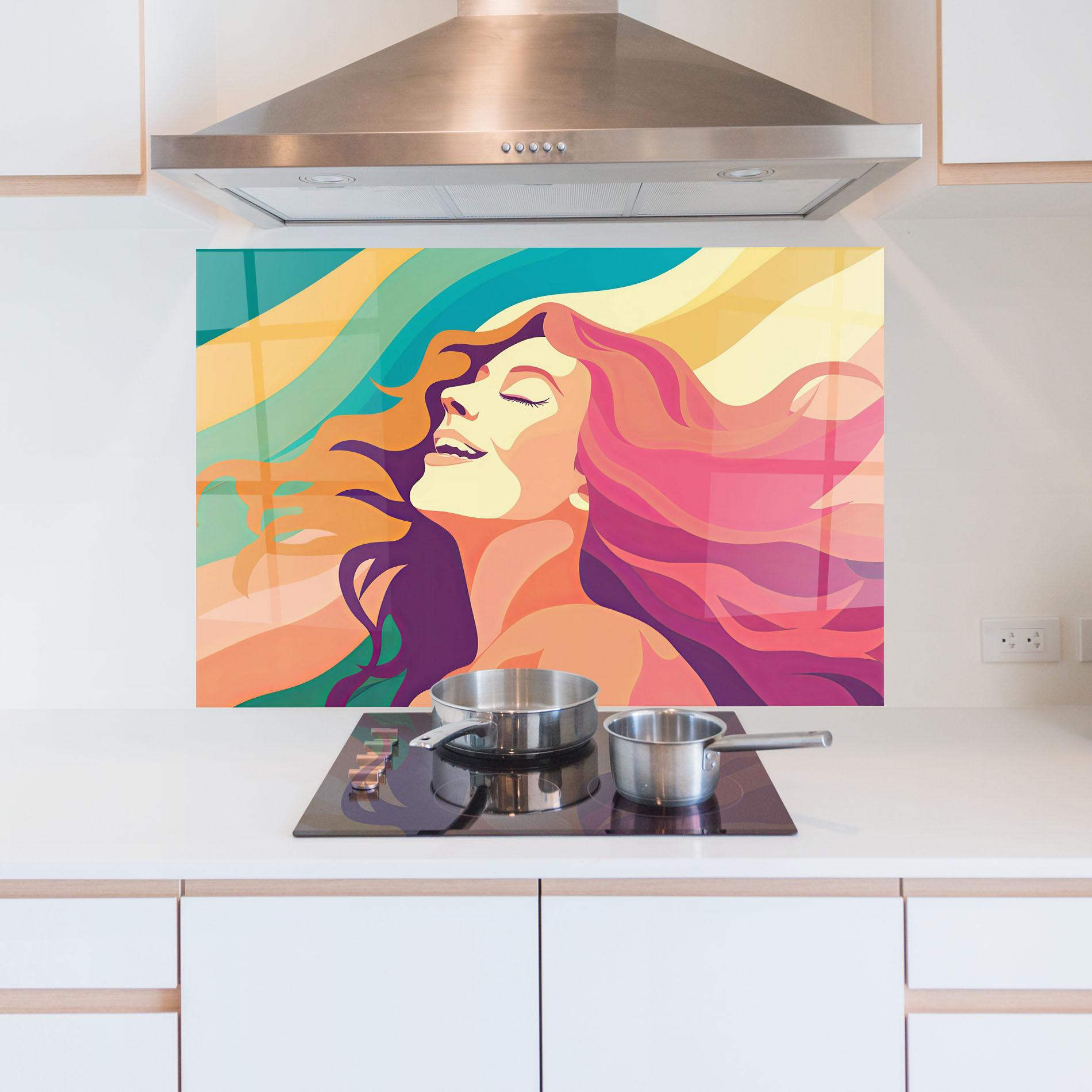 Konyhai üveg hátfal Pink Pop Hair mockup 5