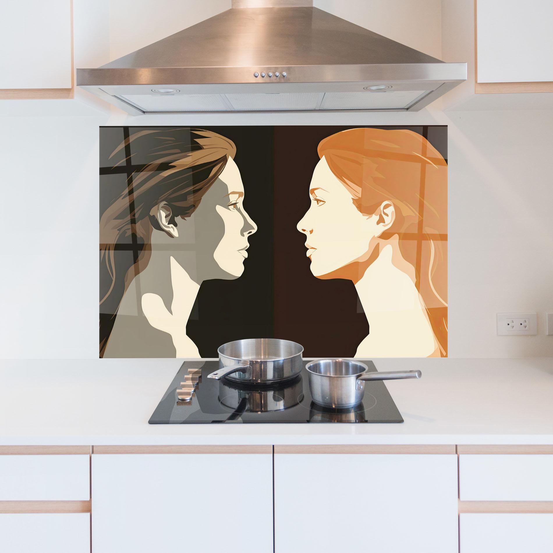 Konyhai üveg hátfal Pop Face To Face mockup 5