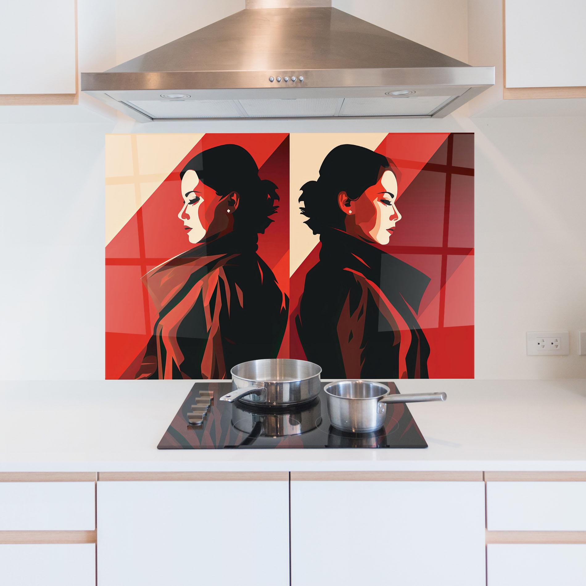 Konyhai üveg hátfal Pop Outfit Lady mockup 5