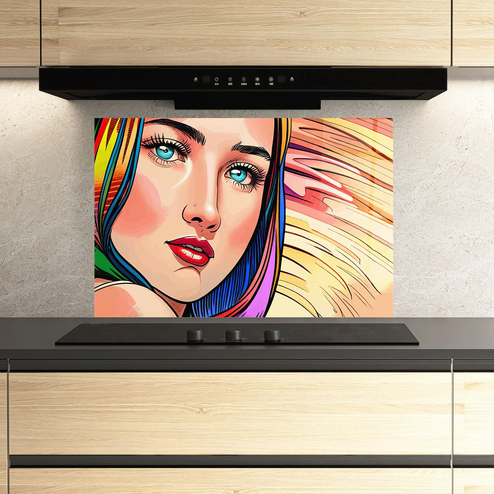 Konyhai üveg hátfal Big Pop Eyes mockup 3