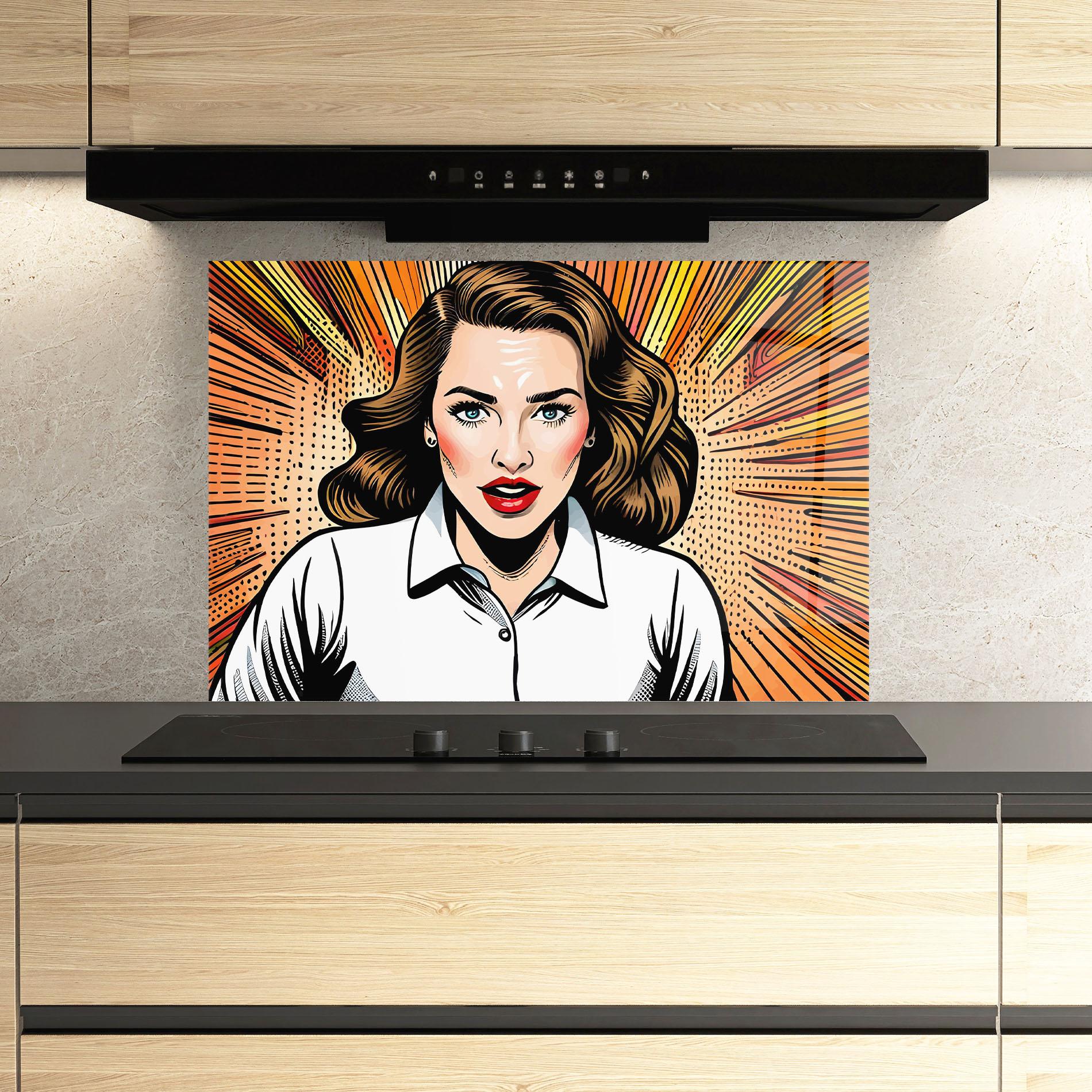 Konyhai üveg hátfal Blue Eye Pop Art mockup 3