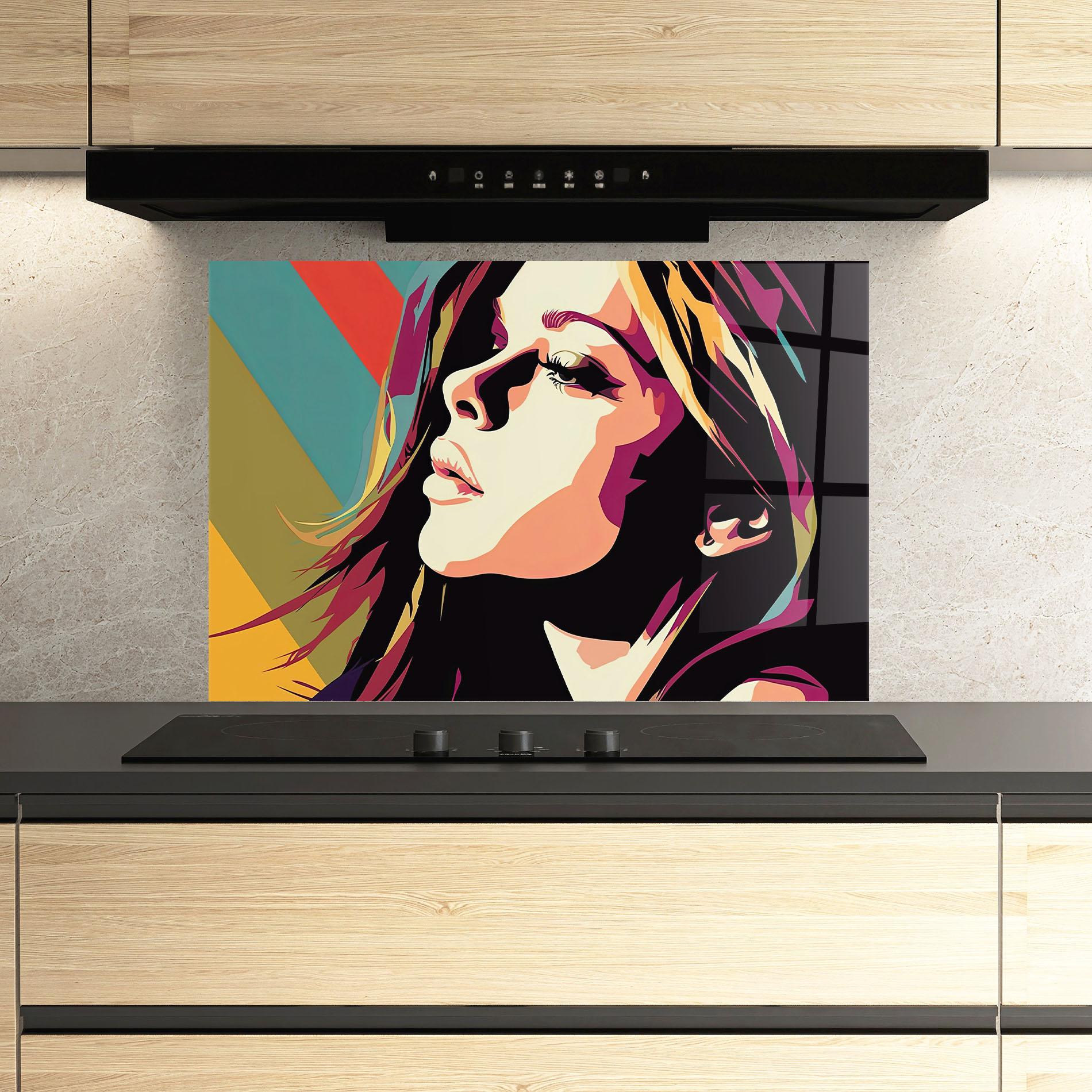 Konyhai üveg hátfal Cream Pop Art mockup 3