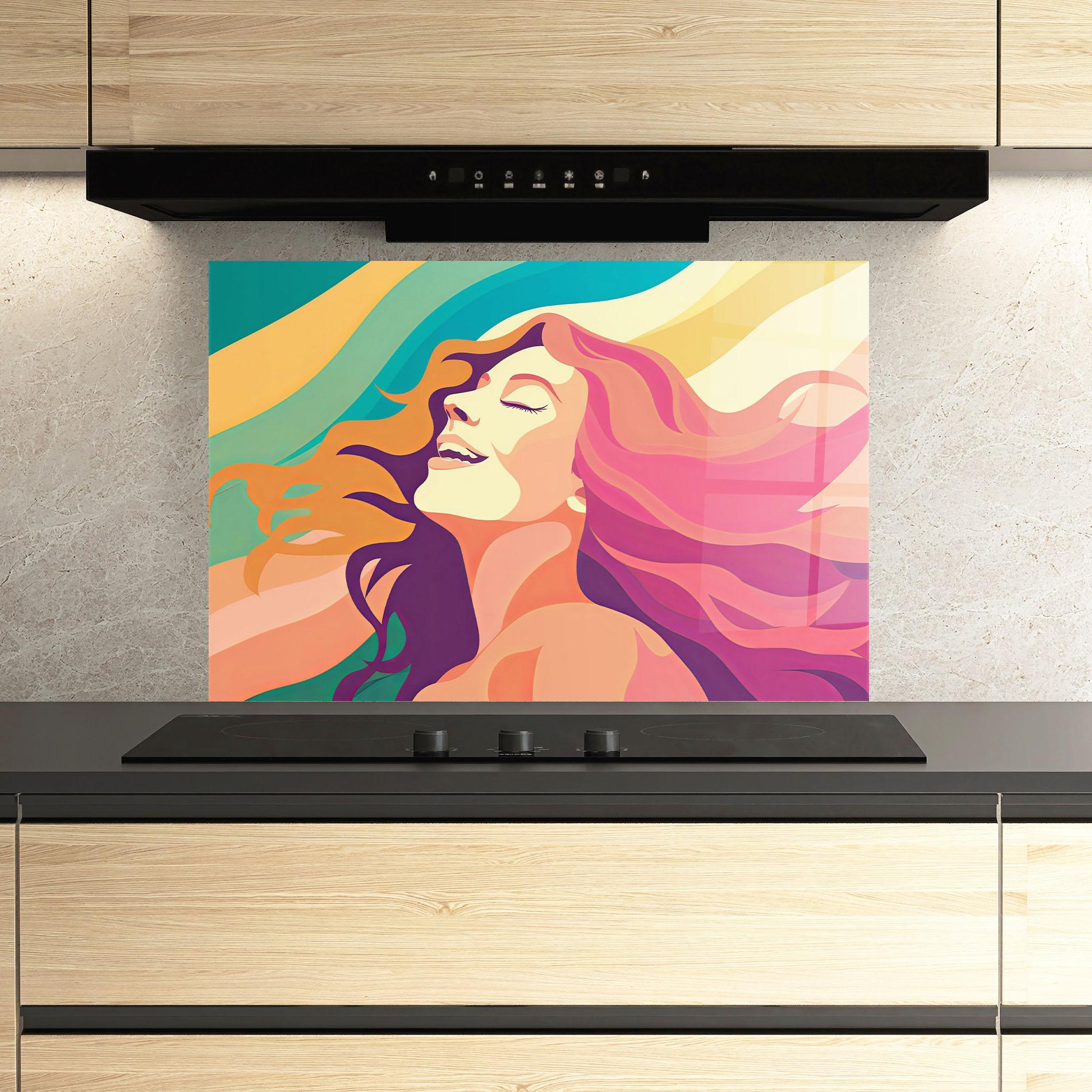 Konyhai üveg hátfal Pink Pop Hair mockup 3