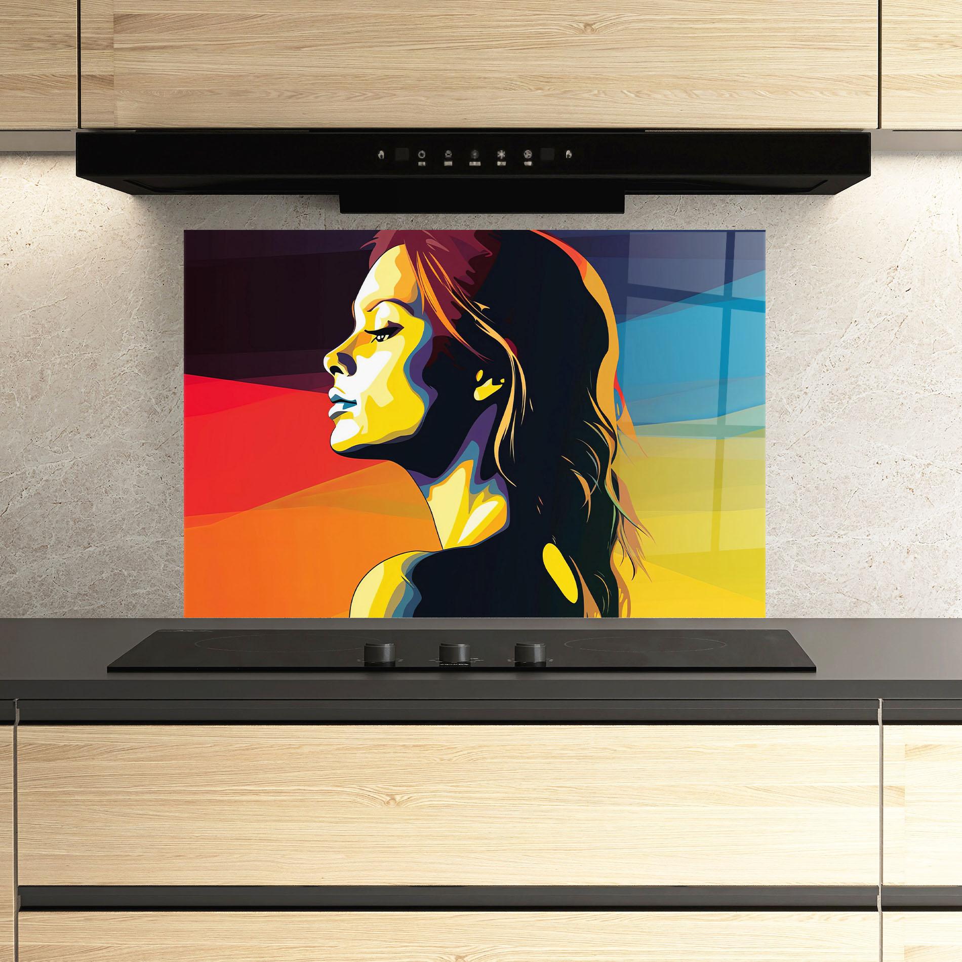 Konyhai üveg hátfal Yellow Light Pop Art mockup 3