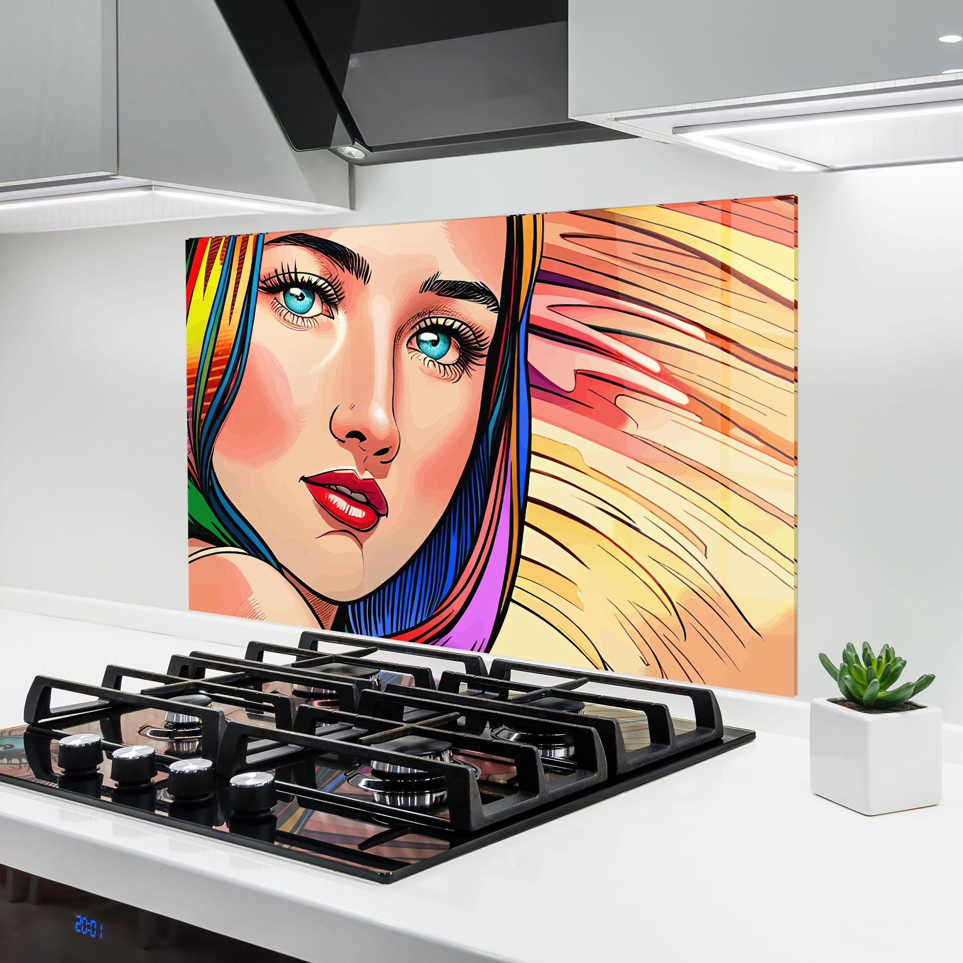 Konyhai üveg hátfal Big Pop Eyes mockup 6