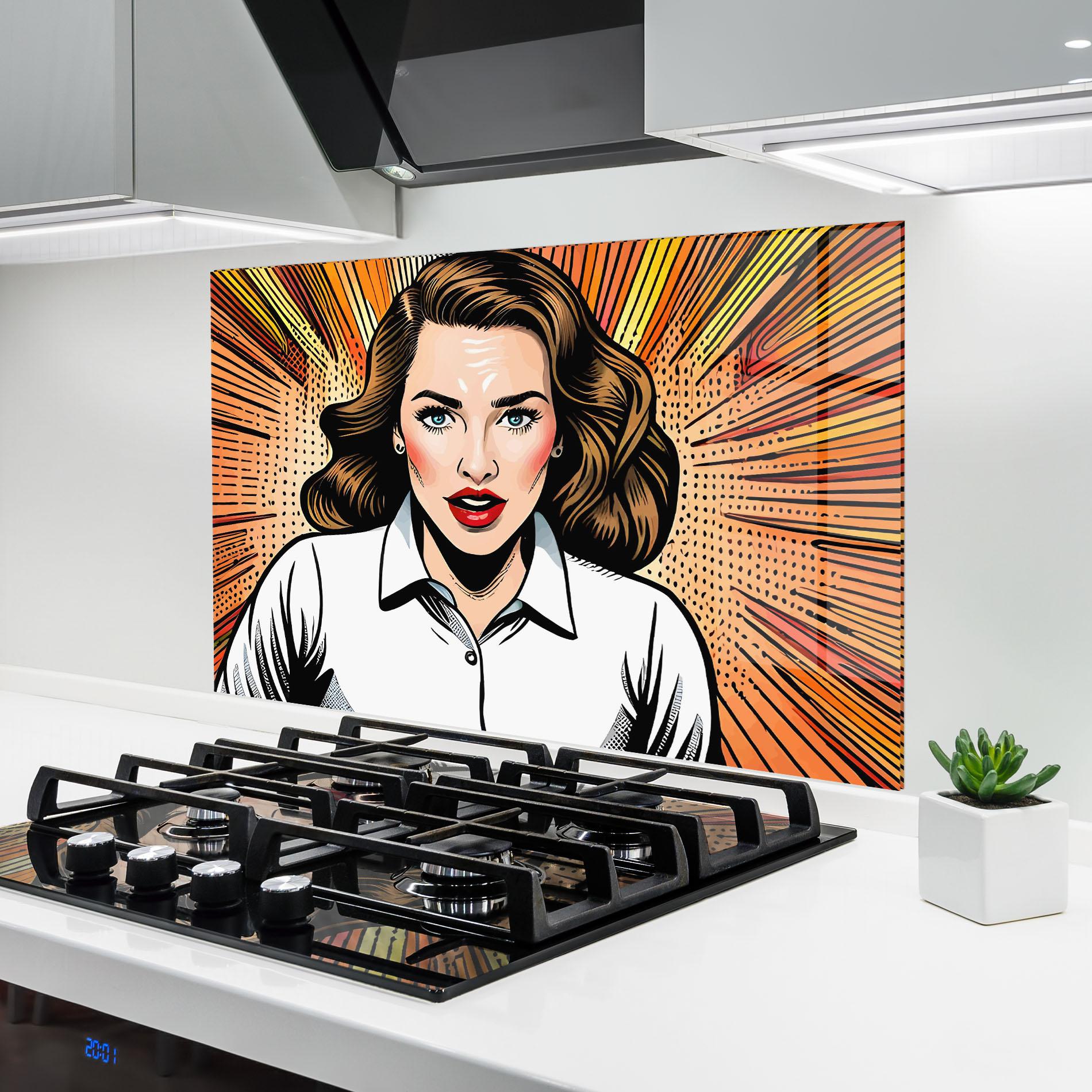 Konyhai üveg hátfal Blue Eye Pop Art mockup 6