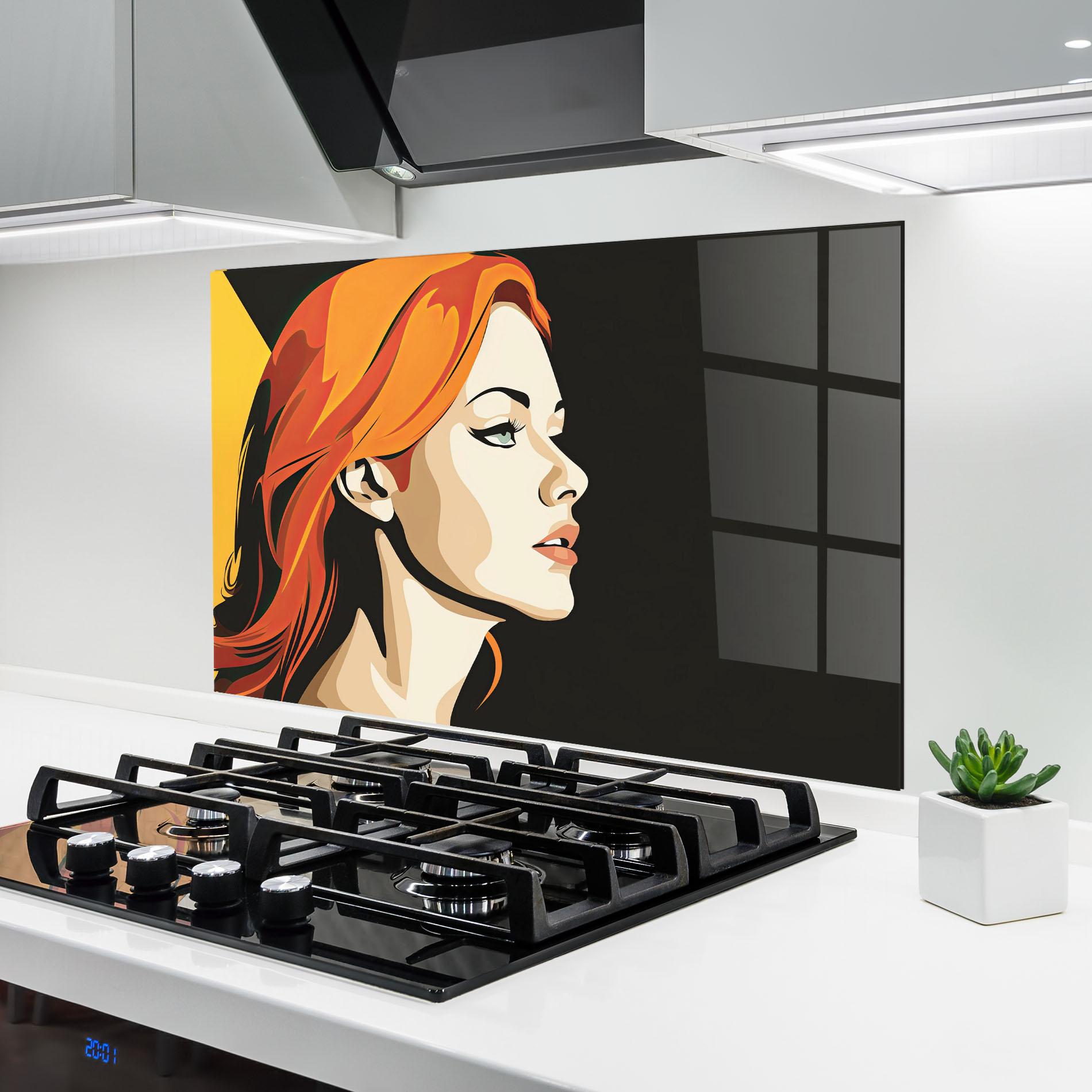 Konyhai üveg hátfal Orange Pop Hair mockup 6