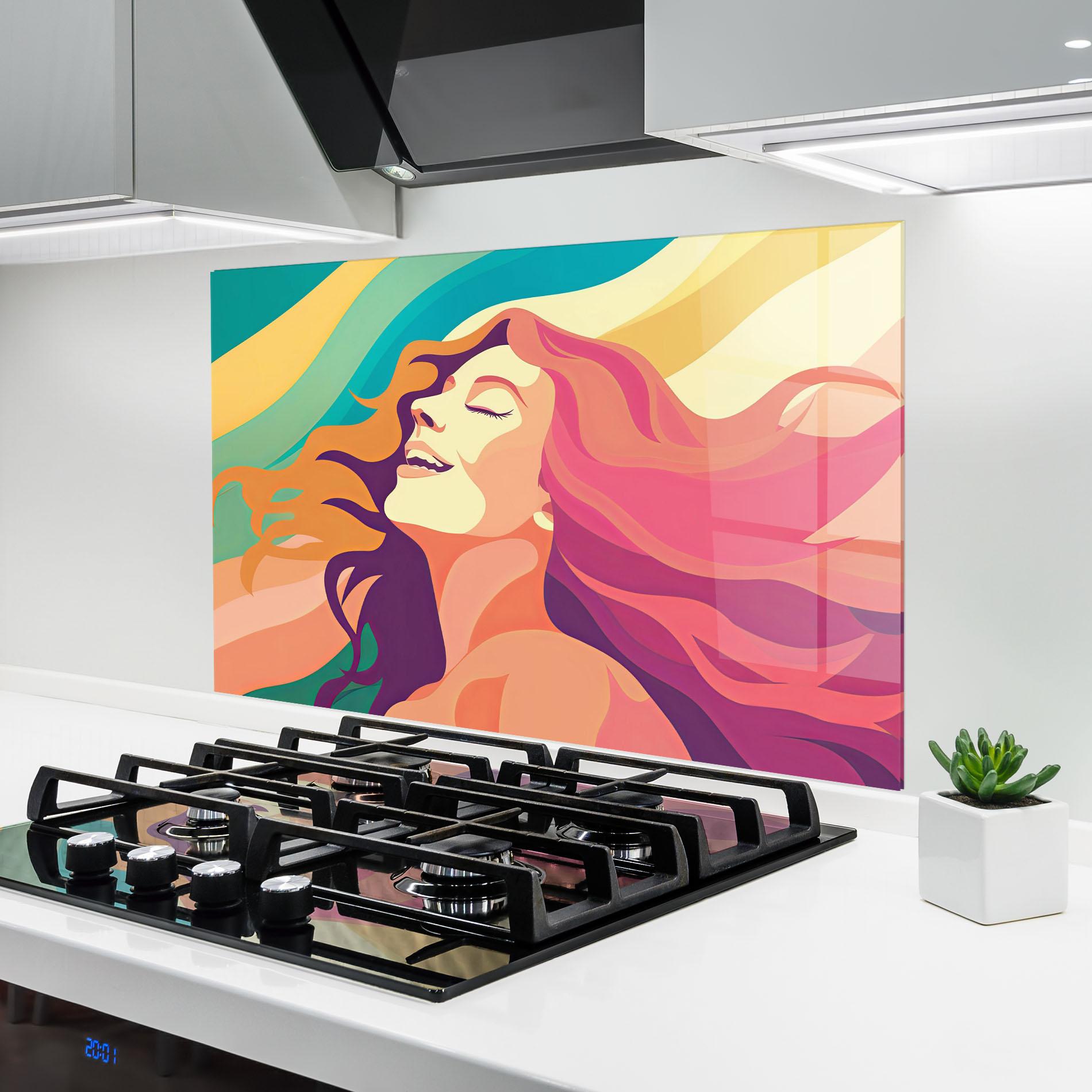 Konyhai üveg hátfal Pink Pop Hair mockup 6