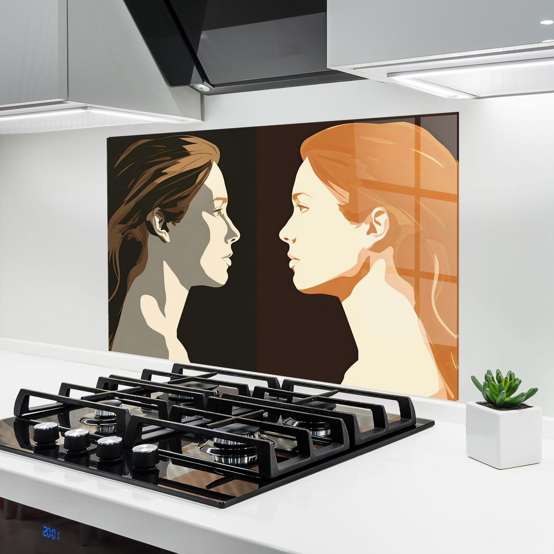 Konyhai üveg hátfal Pop Face To Face mockup 6