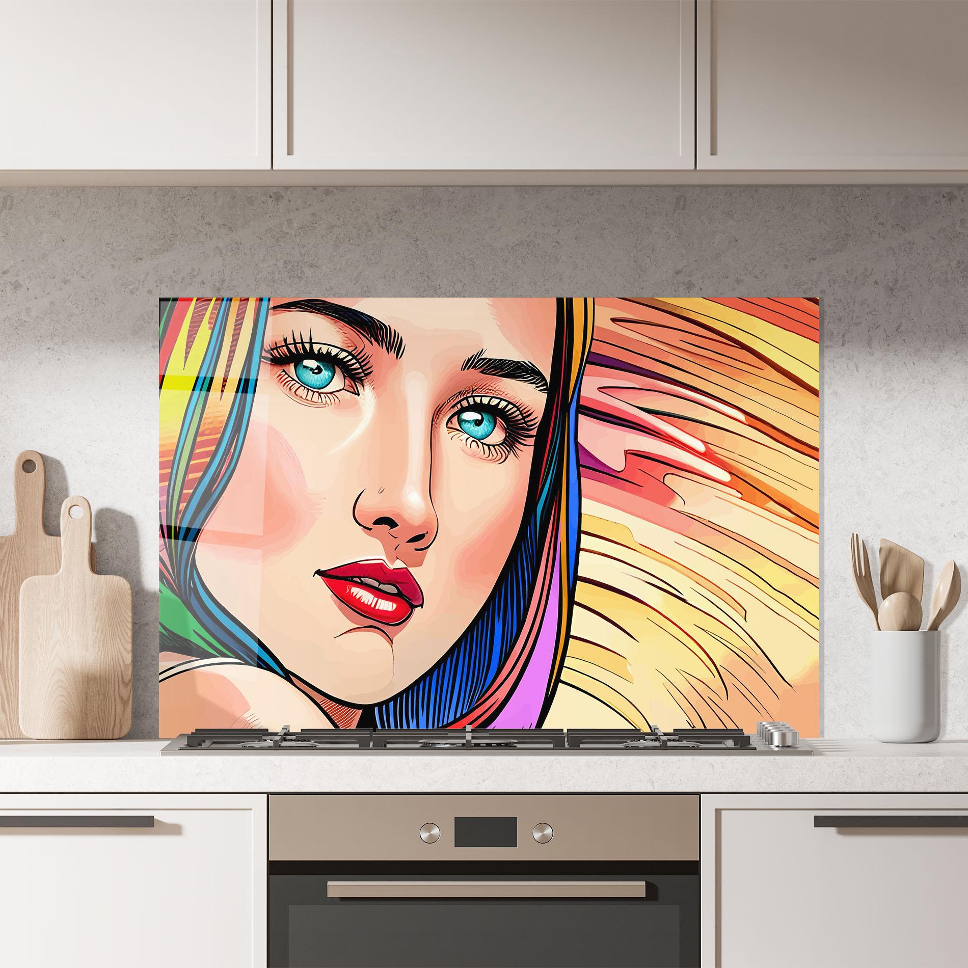 Konyhai üveg hátfal Big Pop Eyes mockup 7