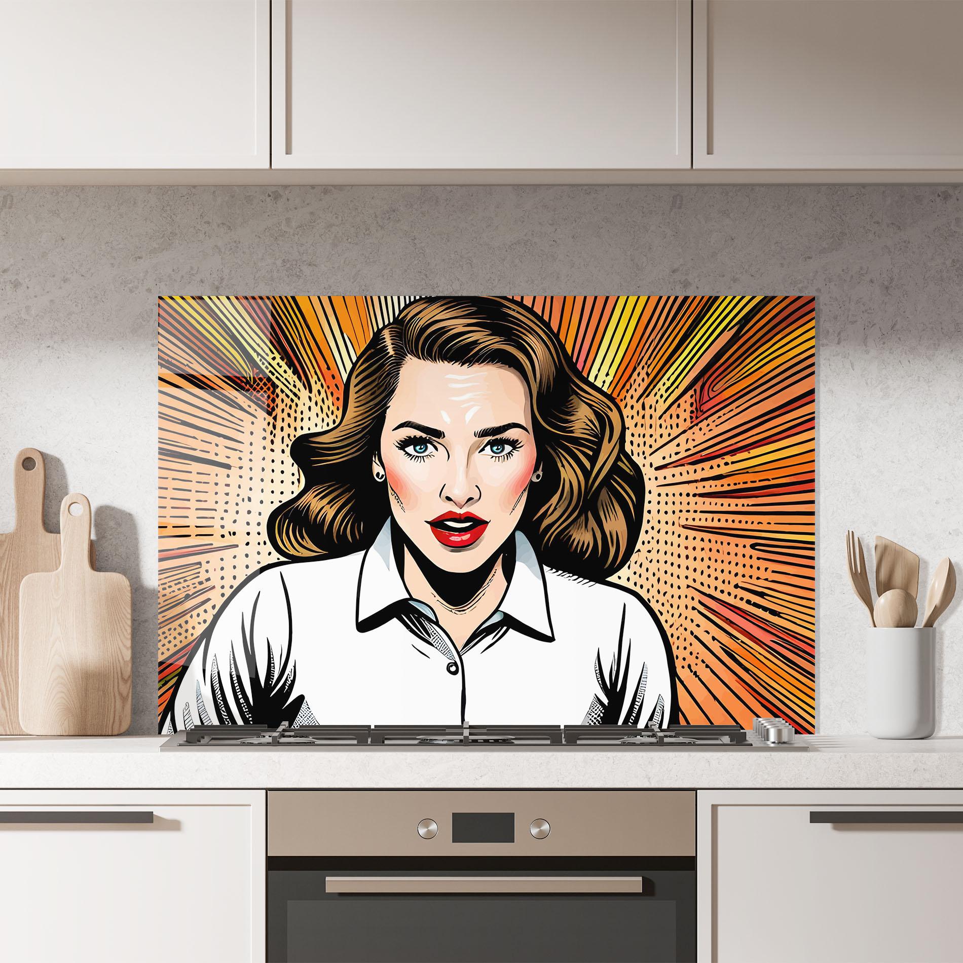 Konyhai üveg hátfal Blue Eye Pop Art mockup 7