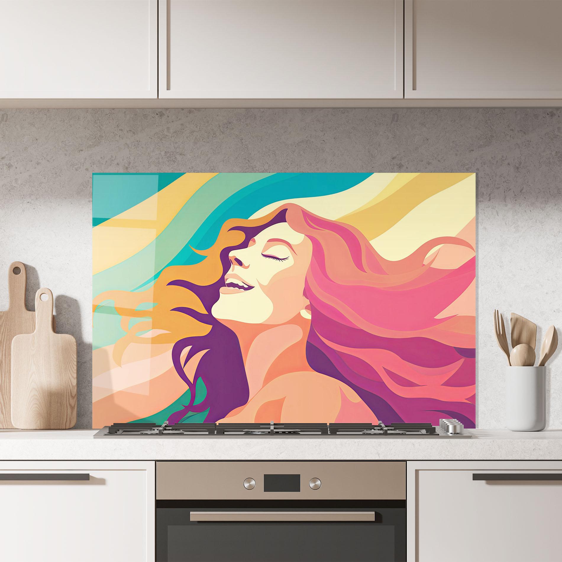 Konyhai üveg hátfal Pink Pop Hair mockup 7