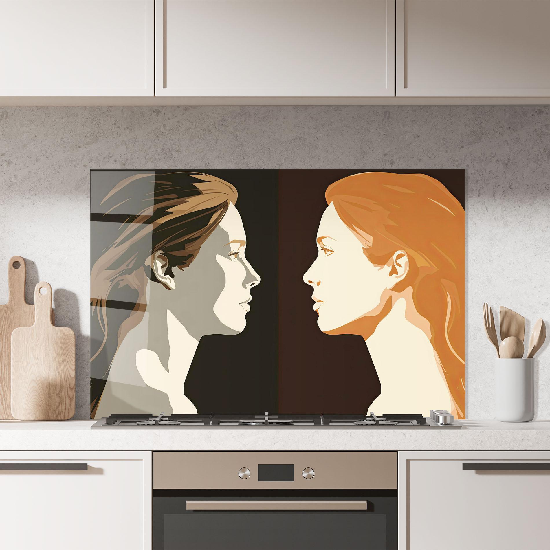 Konyhai üveg hátfal Pop Face To Face mockup 7