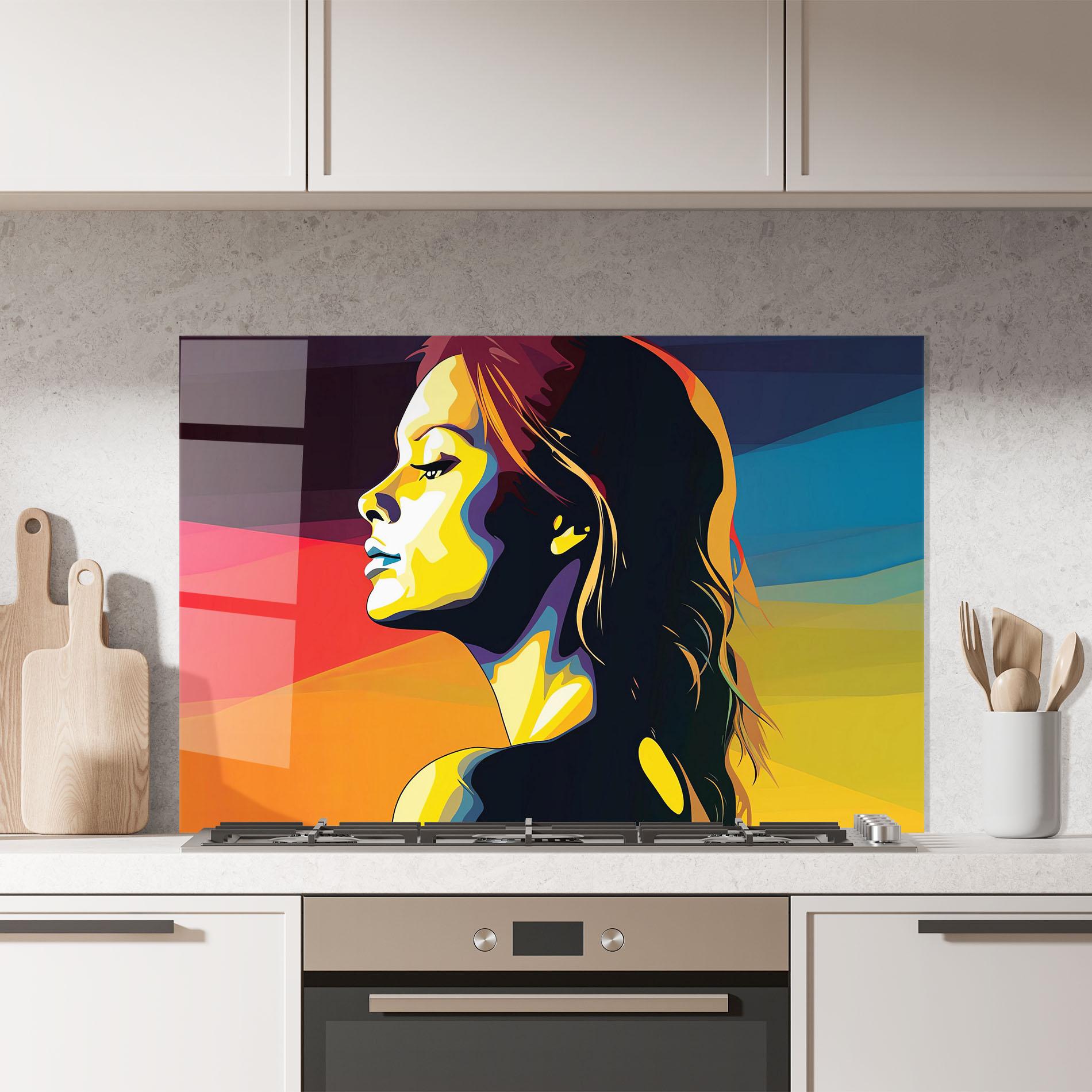 Konyhai üveg hátfal Yellow Light Pop Art mockup 7