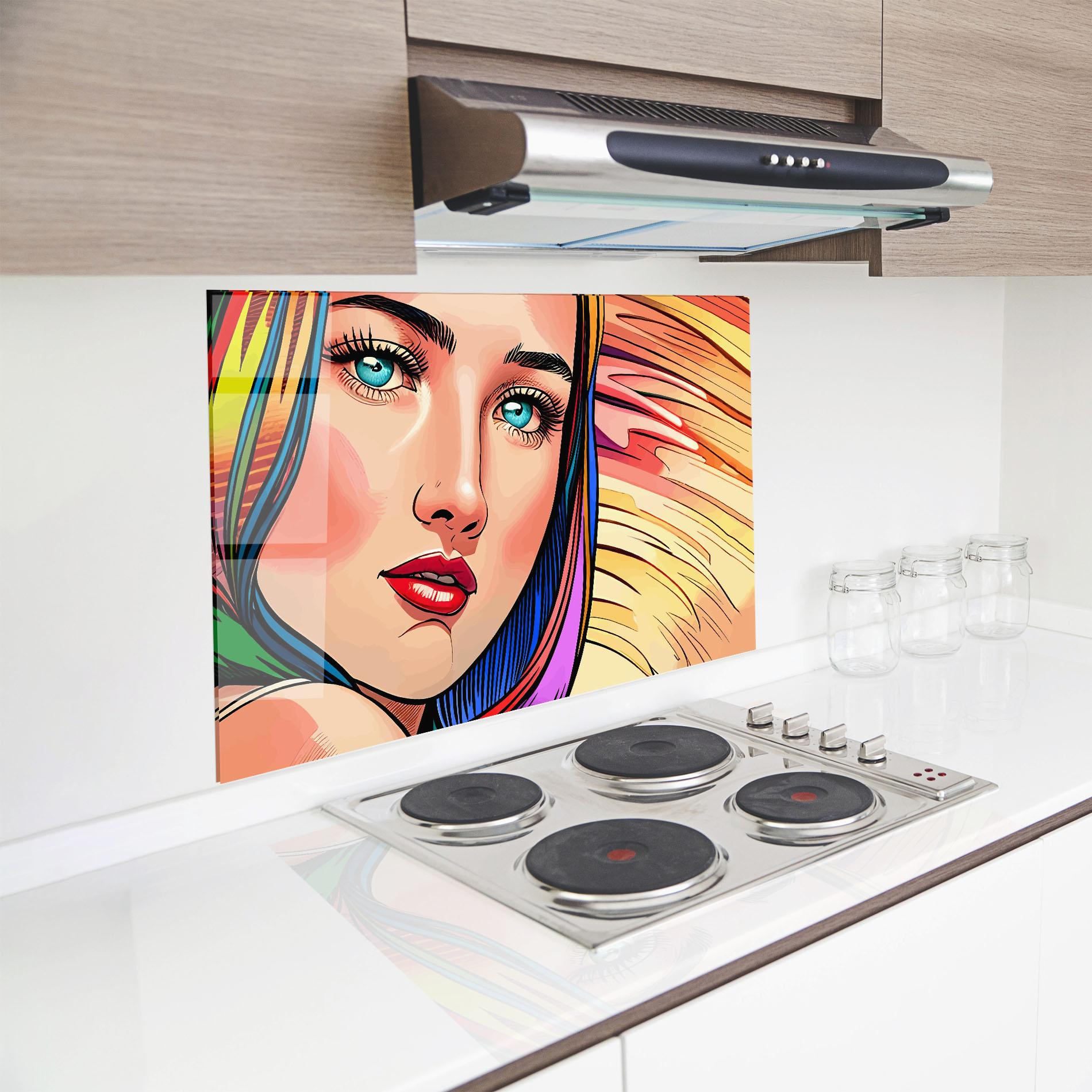 Konyhai üveg hátfal Big Pop Eyes mockup 8