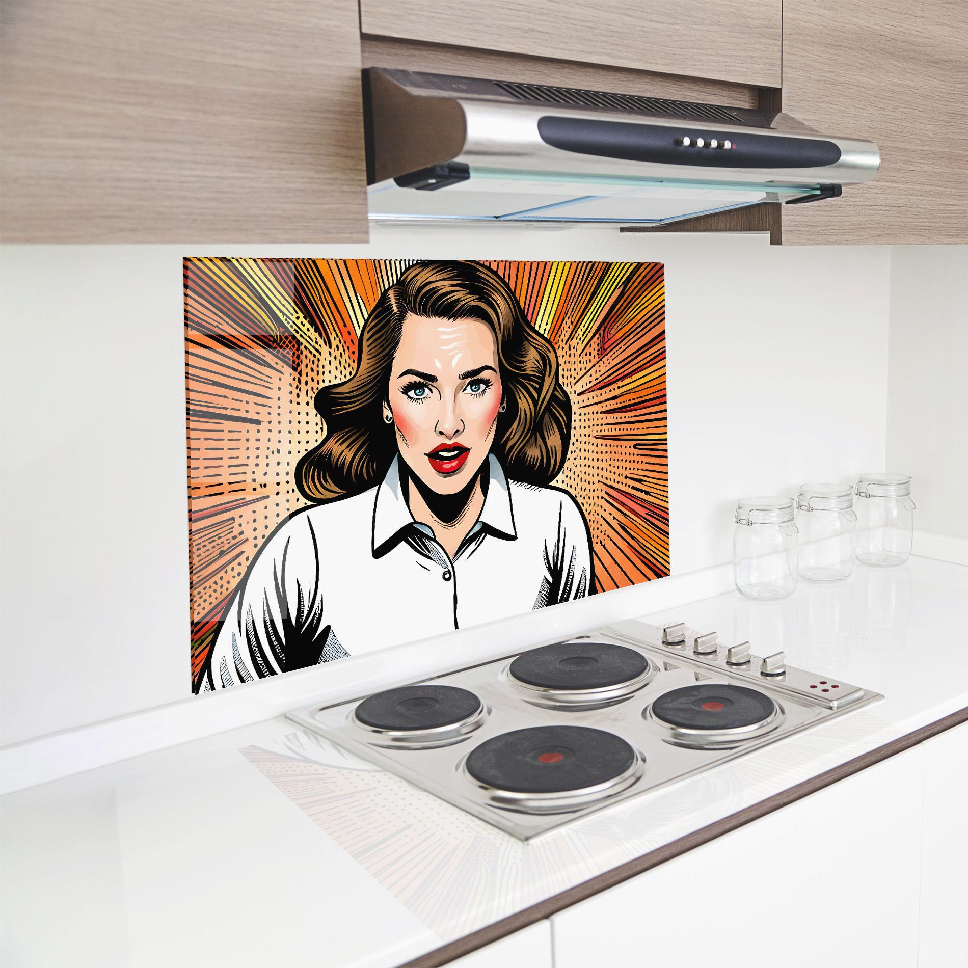 Konyhai üveg hátfal Blue Eye Pop Art mockup 8