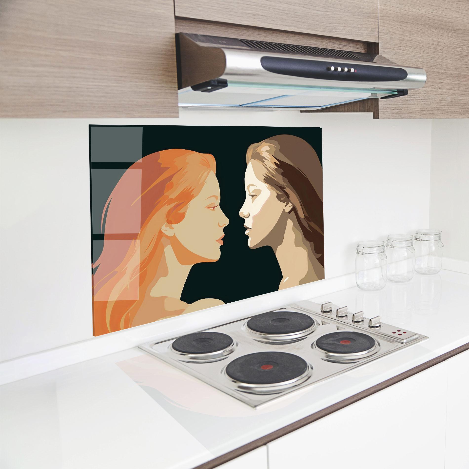 Konyhai üveg hátfal Orange Pop Girl mockup 8