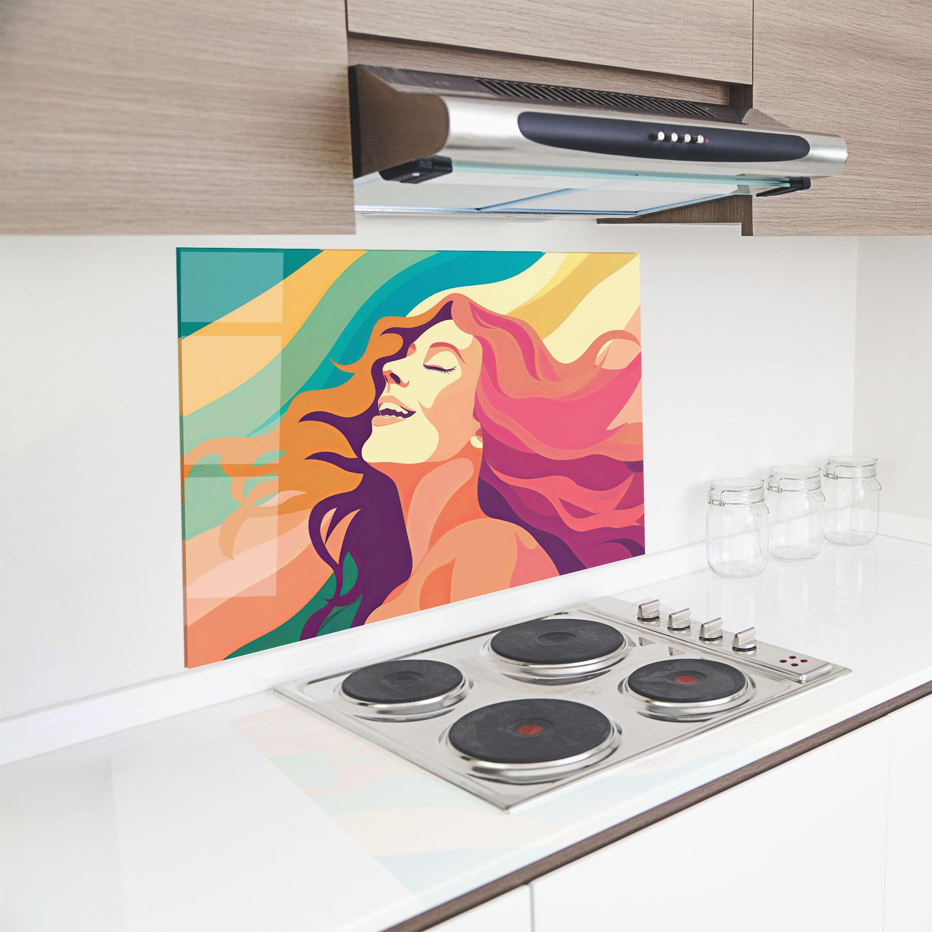 Konyhai üveg hátfal Pink Pop Hair mockup 8