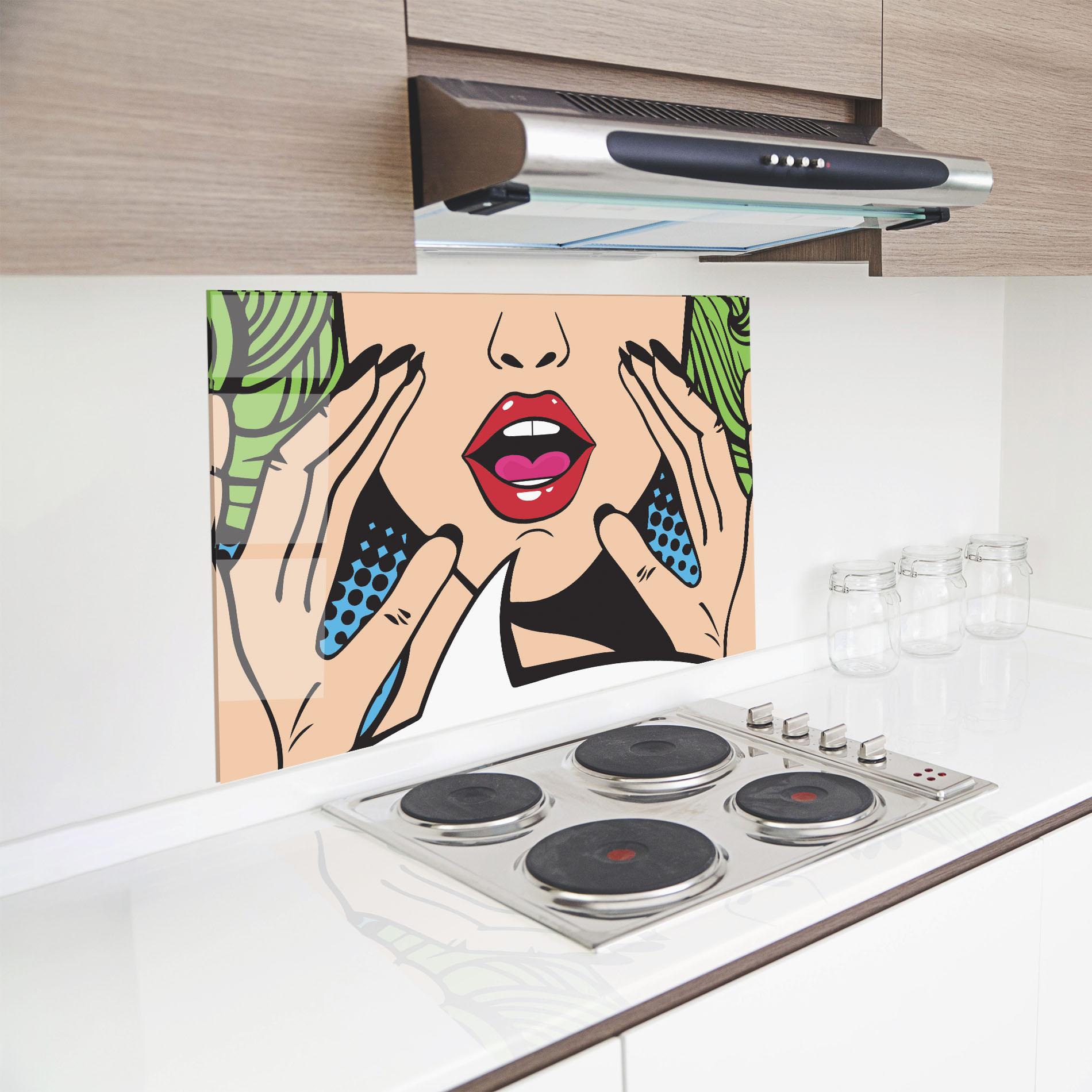 Konyhai üveg hátfal Speaking Pop Art mockup 8