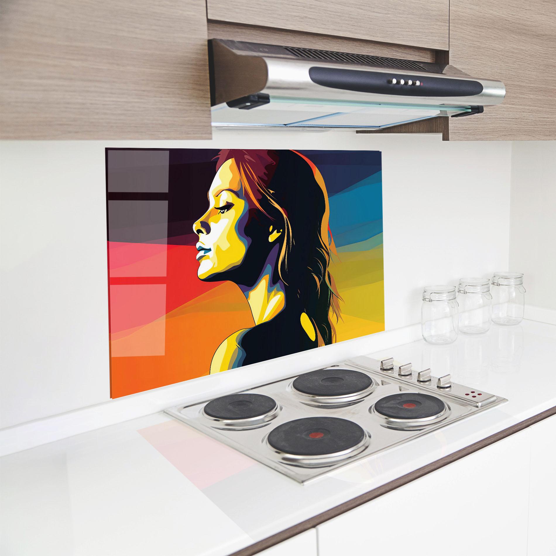 Konyhai üveg hátfal Yellow Light Pop Art mockup 8