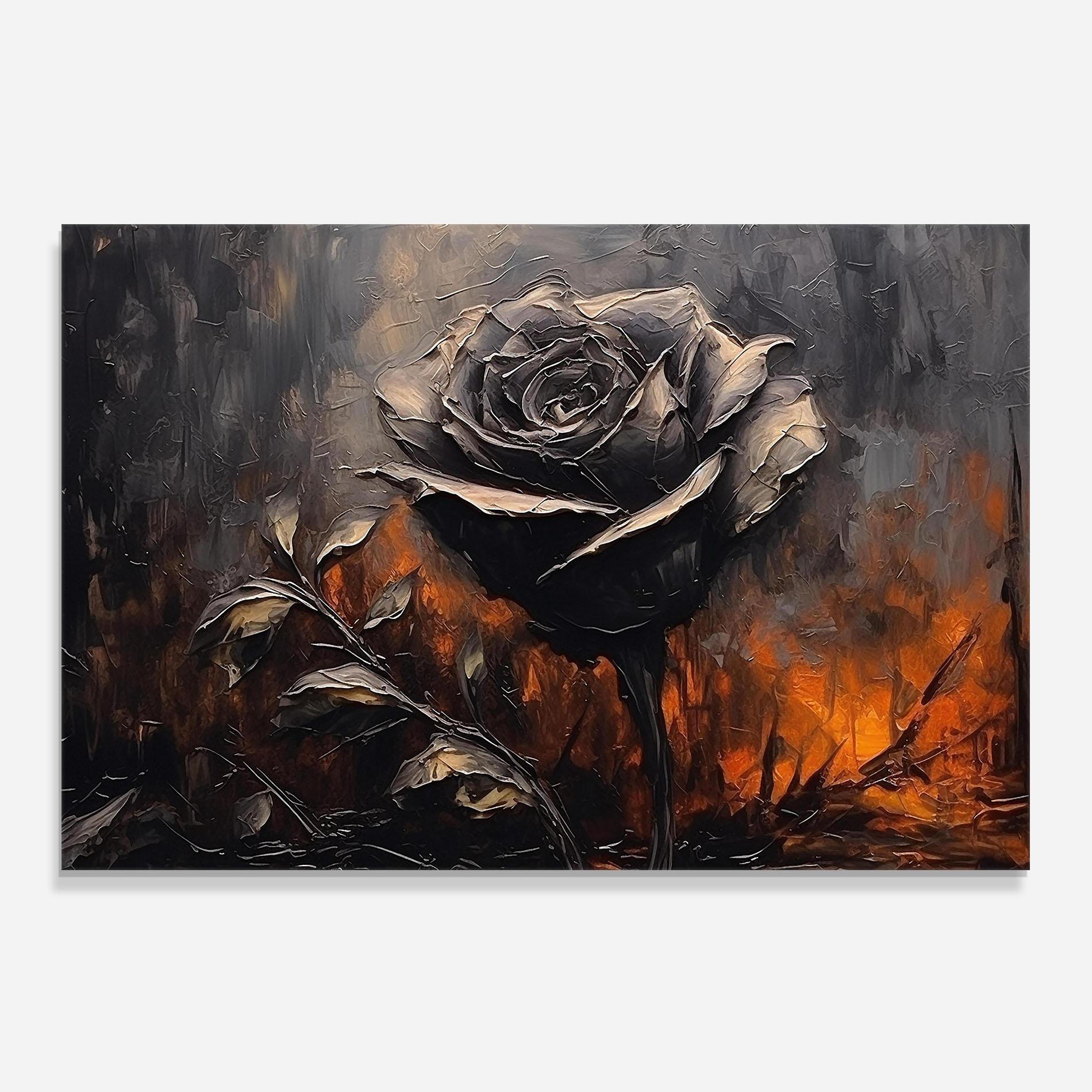 Konyhai üveg hátfal Black Rose Art mockup 0
