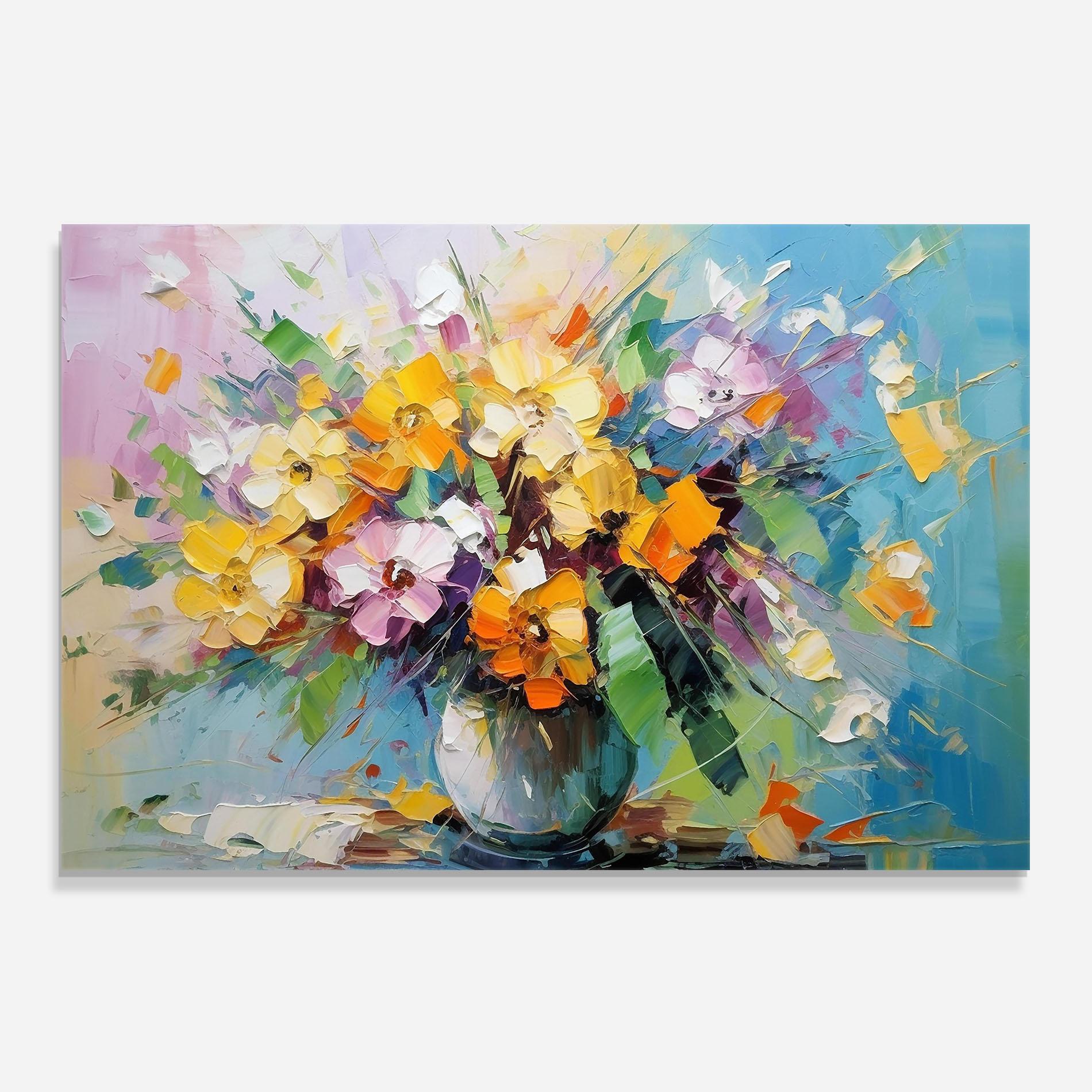 Konyhai üveg hátfal Colorfull Flowers Painting mockup 0