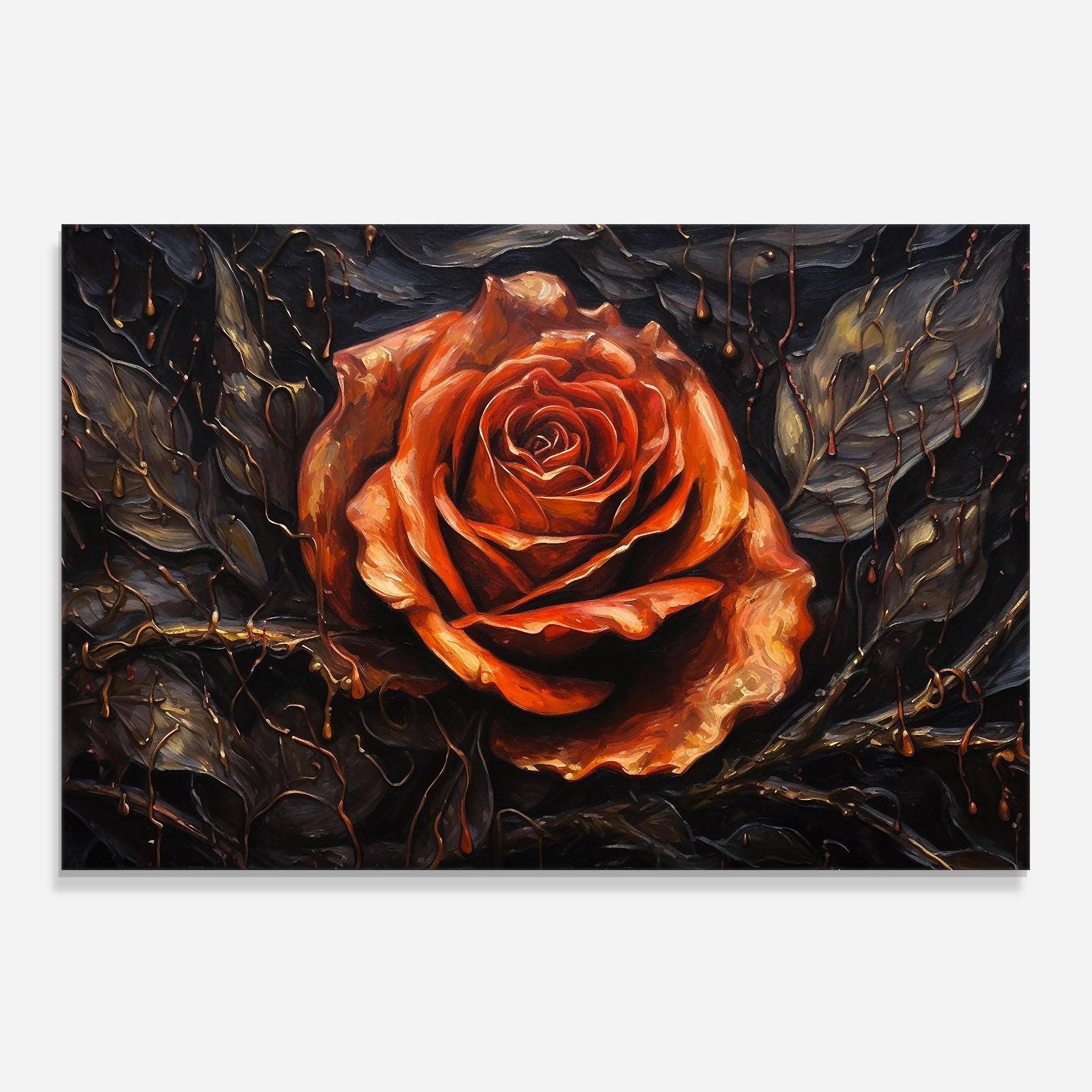 Konyhai üveg hátfal Dark Orange Rose Art mockup 0