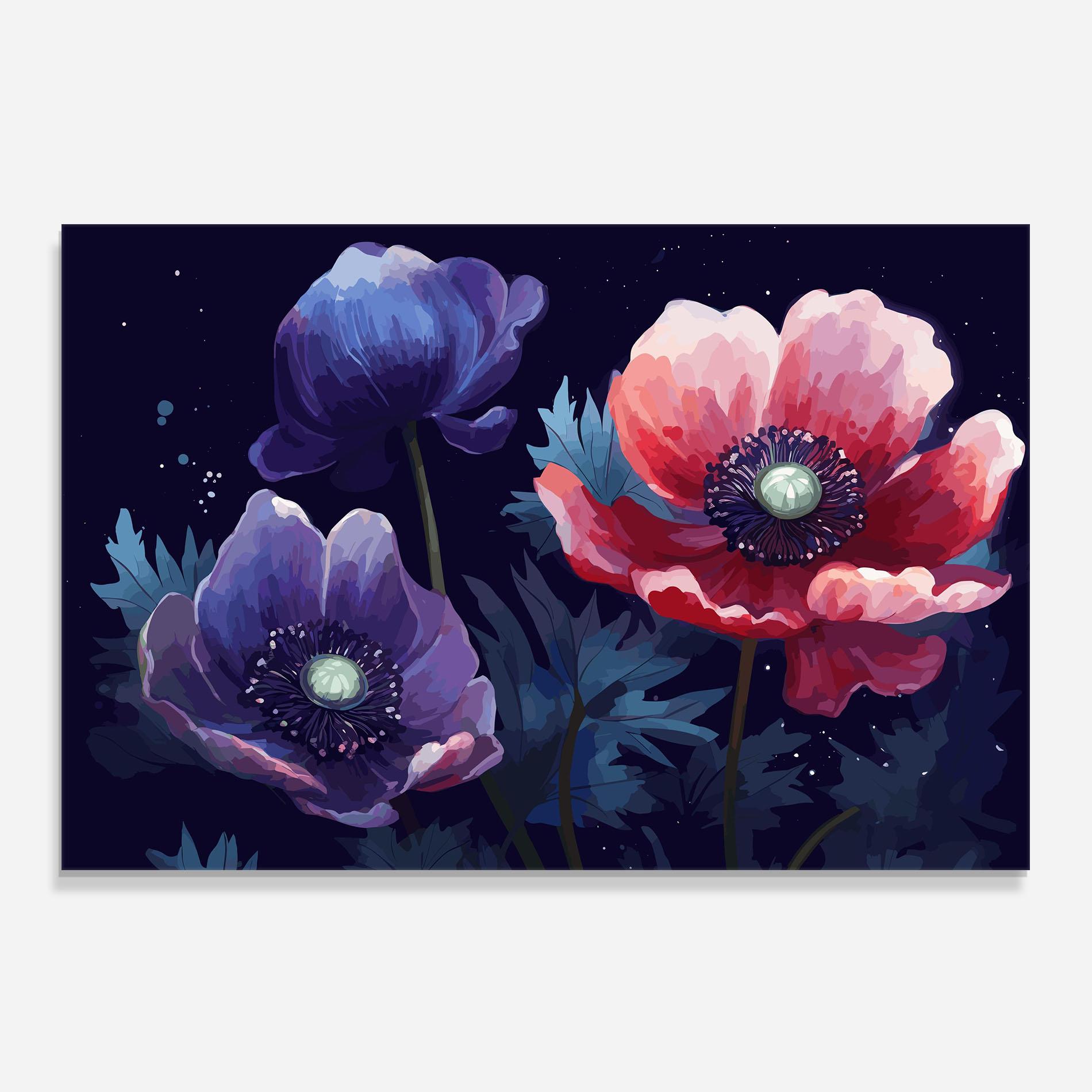 Konyhai üveg hátfal Night Poppy Art mockup 0