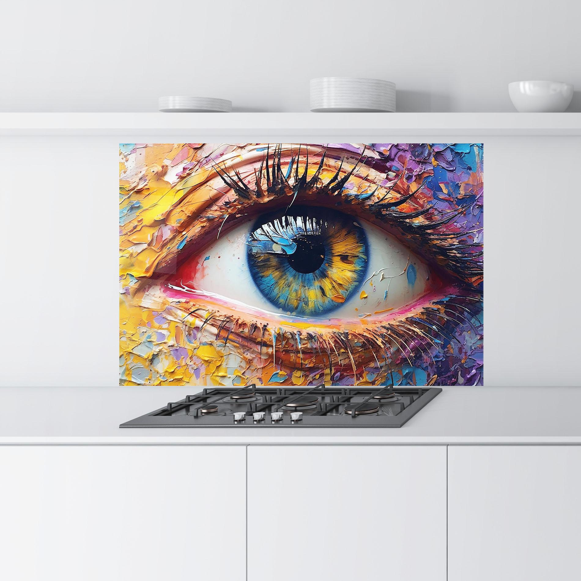 Konyhai üveg hátfal Blue Eyes Art mockup 9