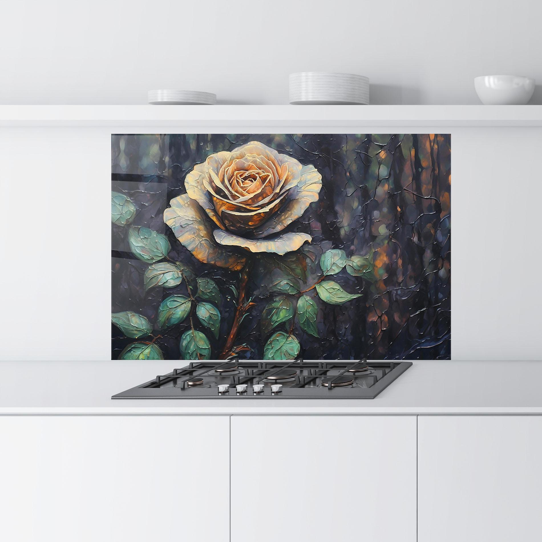 Konyhai üveg hátfal Blue Yellow Rose Art mockup 9