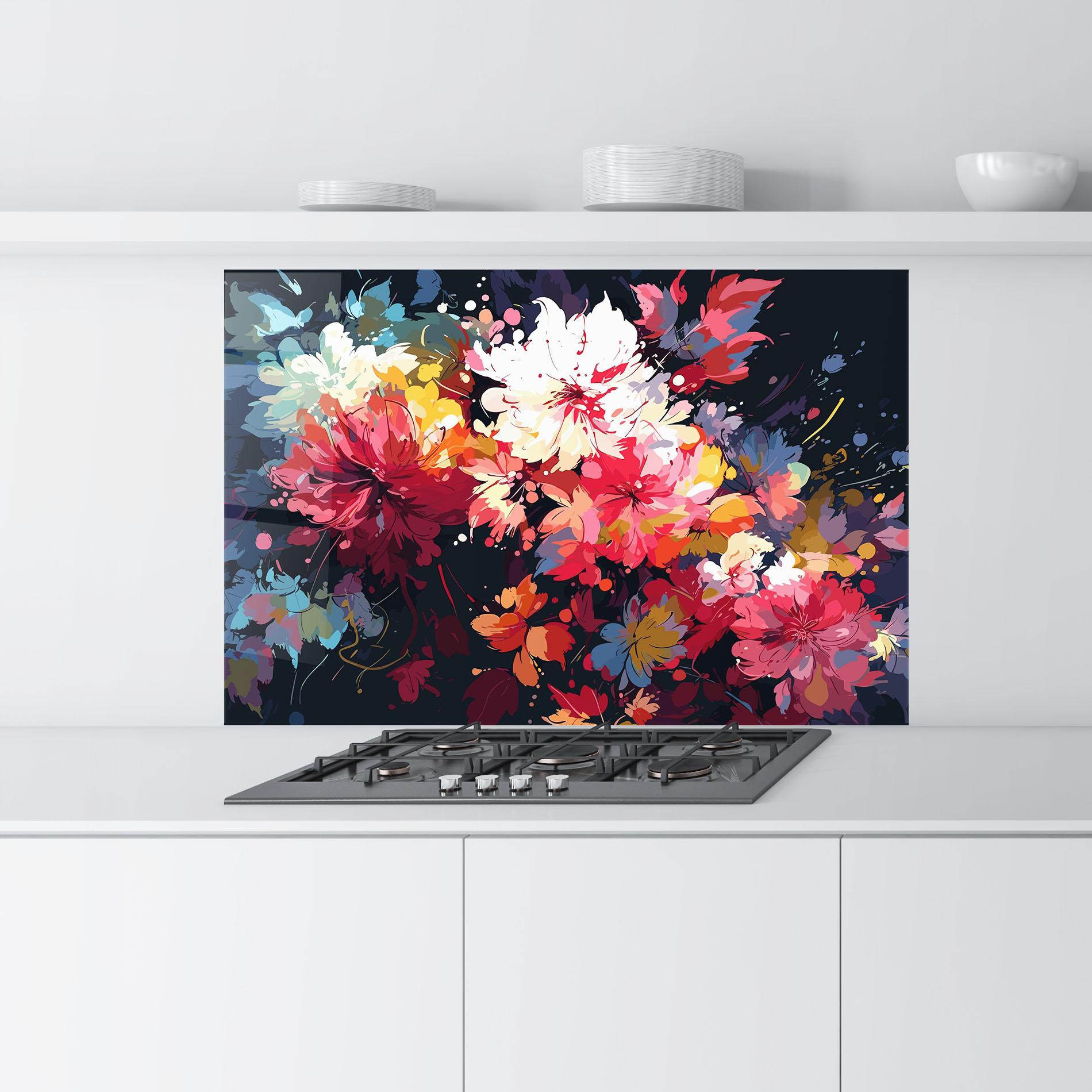 Konyhai üveg hátfal Flower Art Texture mockup 9