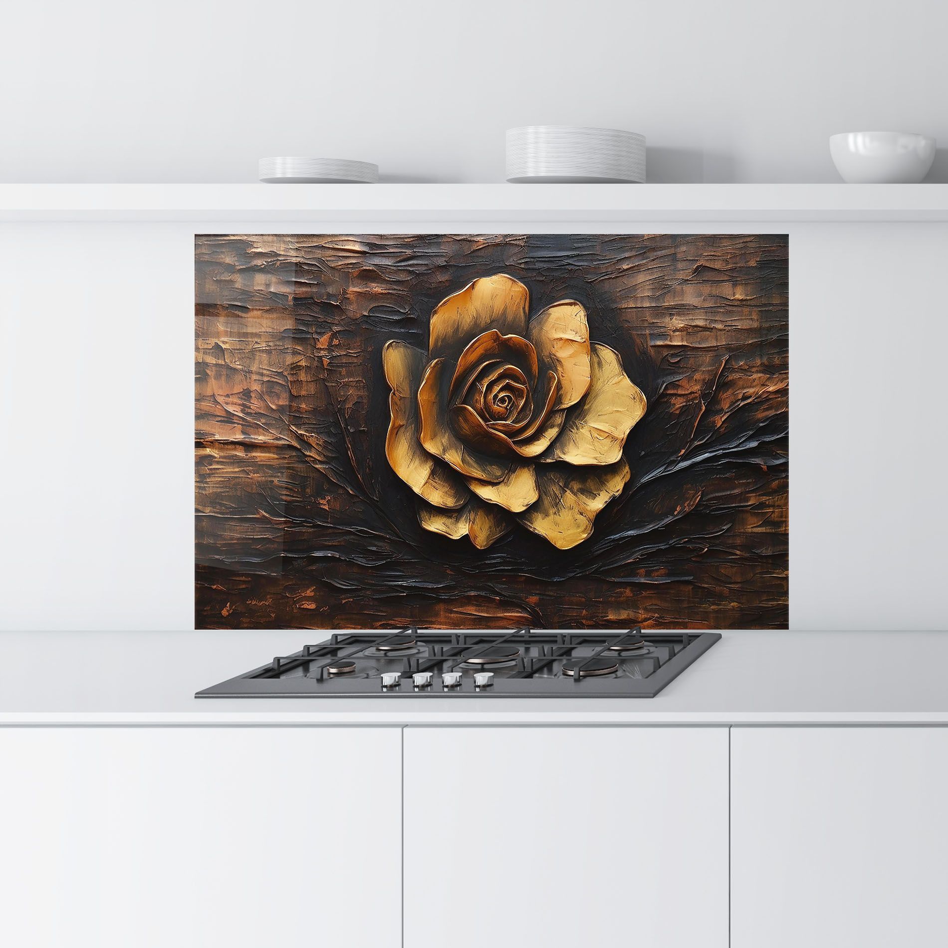 Gold Rose On Wood mockup 9