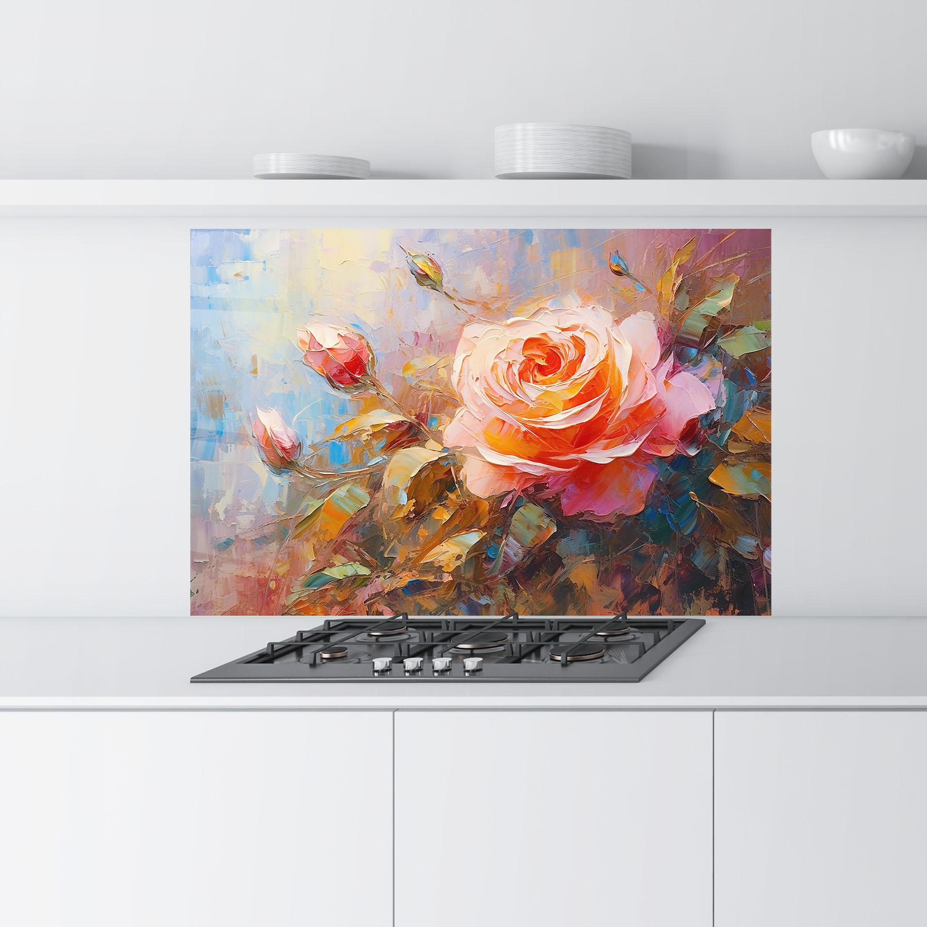 Konyhai üveg hátfal Light Pink Rose Art mockup 9